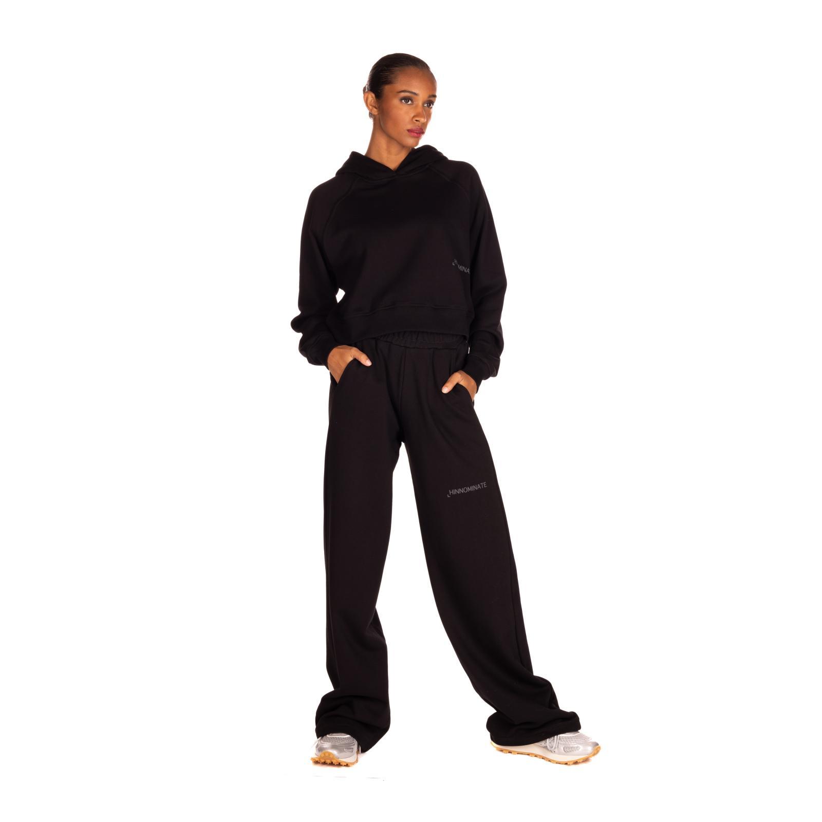 PANTALONE DRITTO IN FELPA CON STAMPA nero