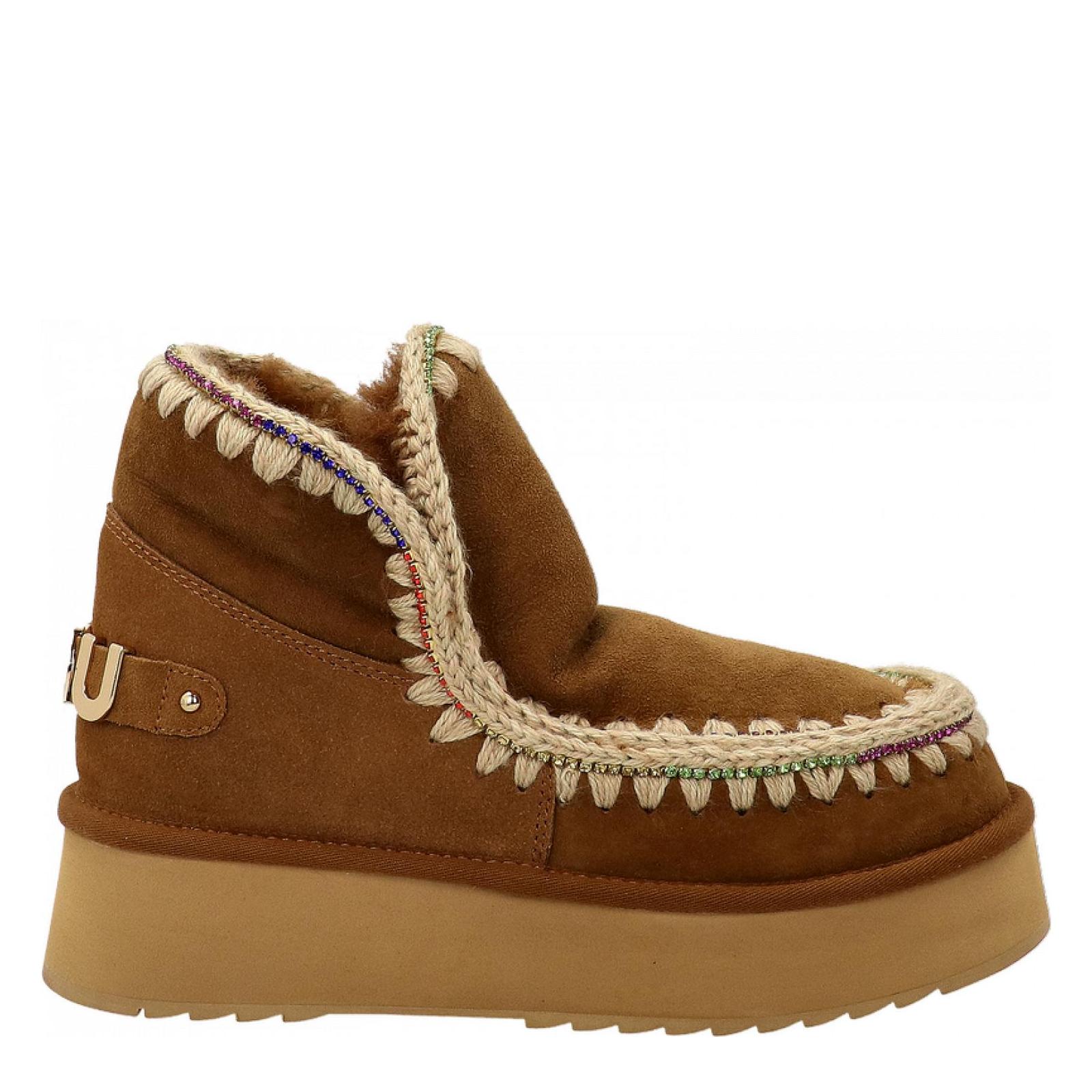 ESKIMO 18 PLATFORM RHINESTONE cognac