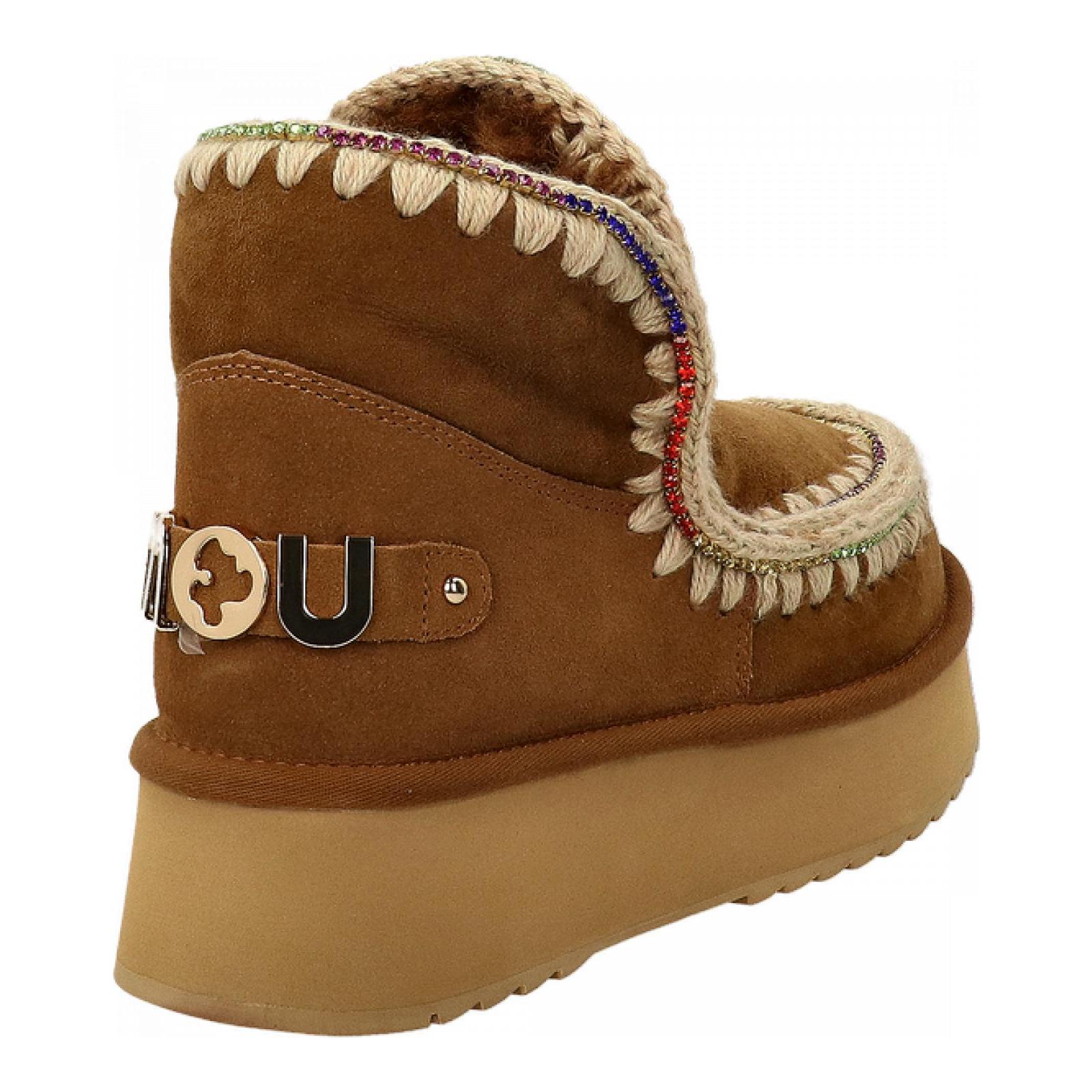 ESKIMO 18 PLATFORM RHINESTONE cognac
