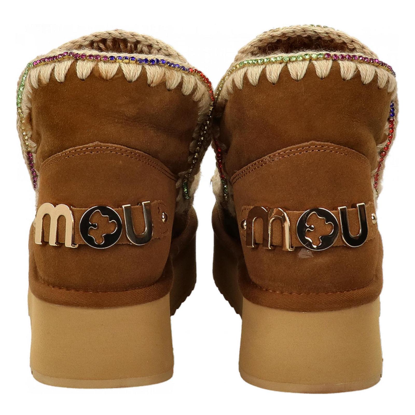 ESKIMO 18 PLATFORM RHINESTONE cognac