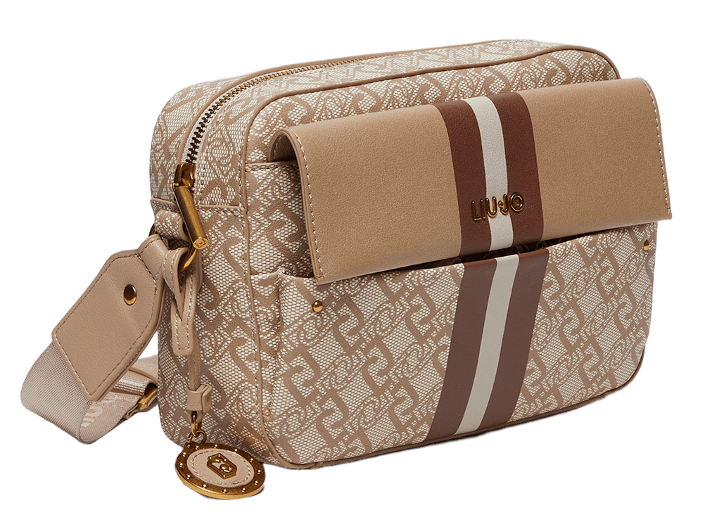 Borsa a Tracolla Doppio Scomparto LIU JO in Tessuto Jacquard Nero con