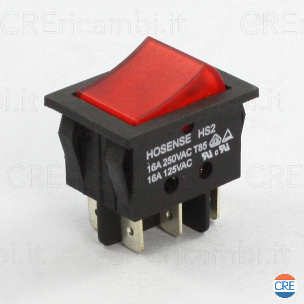 Interruttore Bilanciere Deviatore 16A 220V Con Tasto Luminoso Rosso - STG-TOP (2 Pezzi)