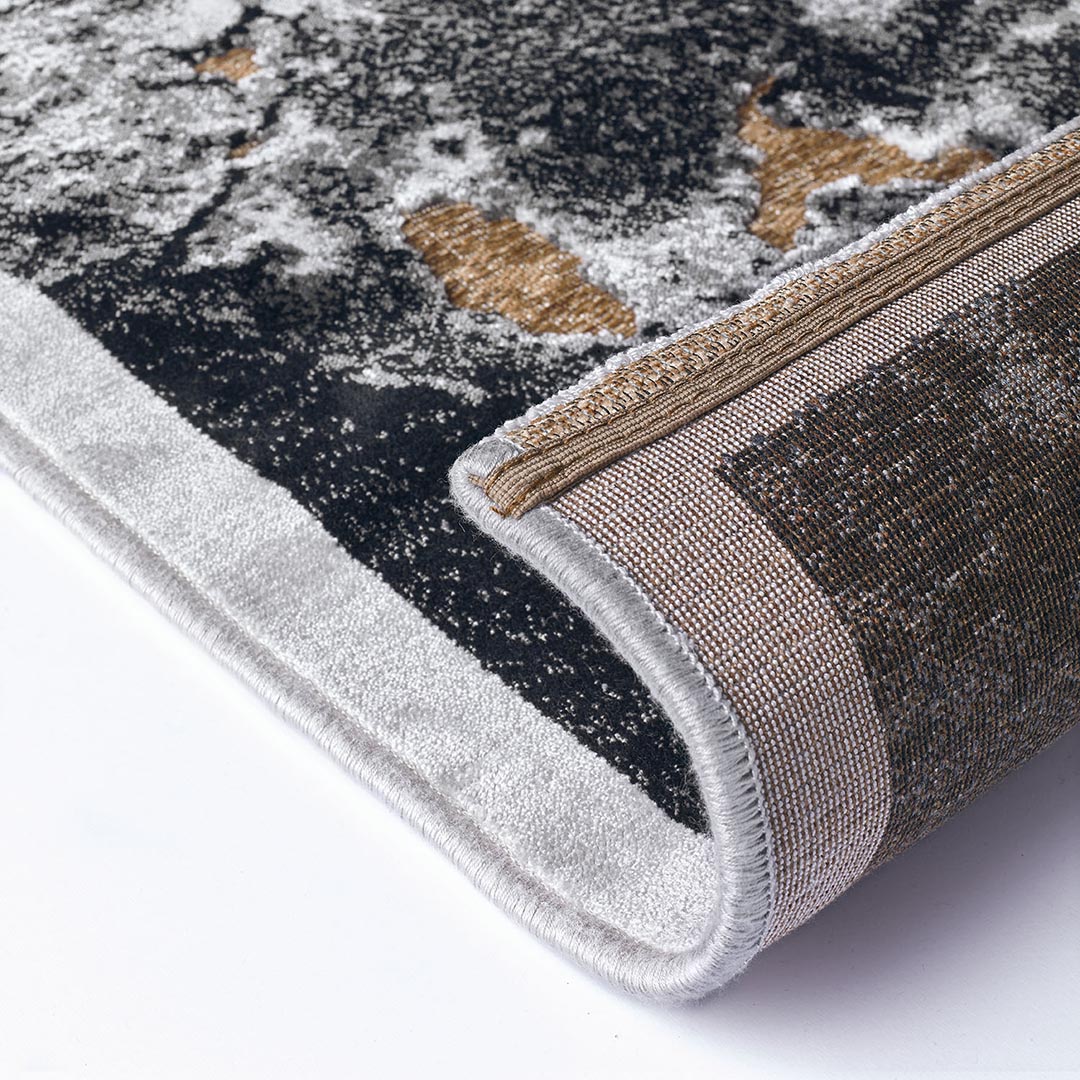 Tappeto GABRIELLE 491E/Q13: Stile Materico con Accenti Dorati