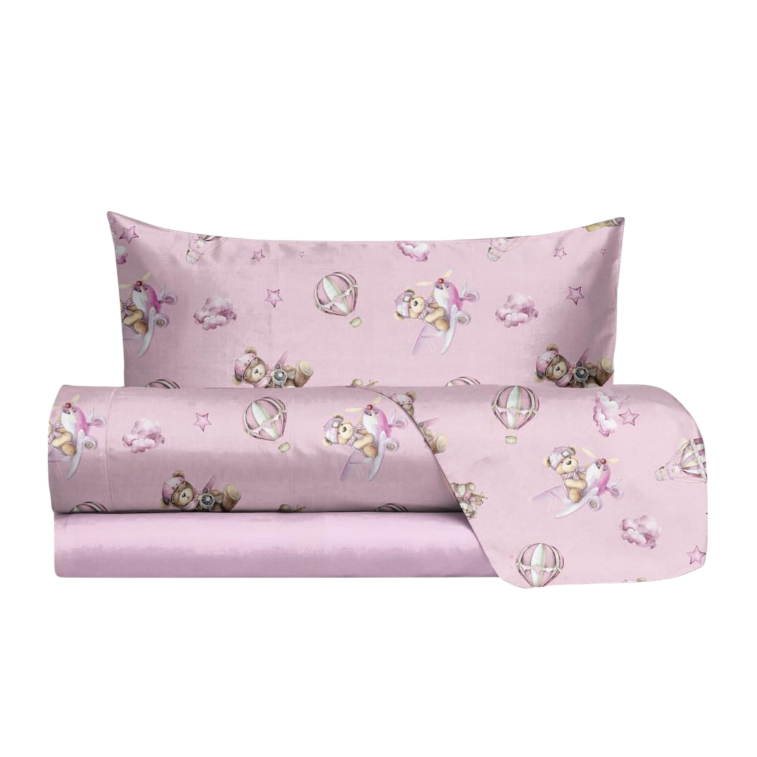 Completo letto una piazza in puro cotone - Teddy Rosa