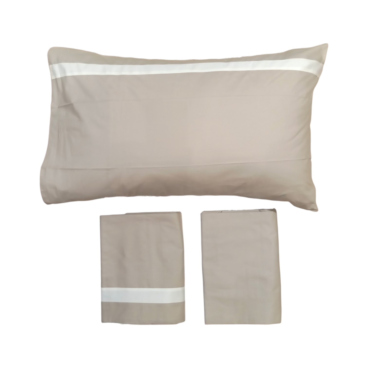 Completo letto Stefy una piazza in puro cotone - sabbia