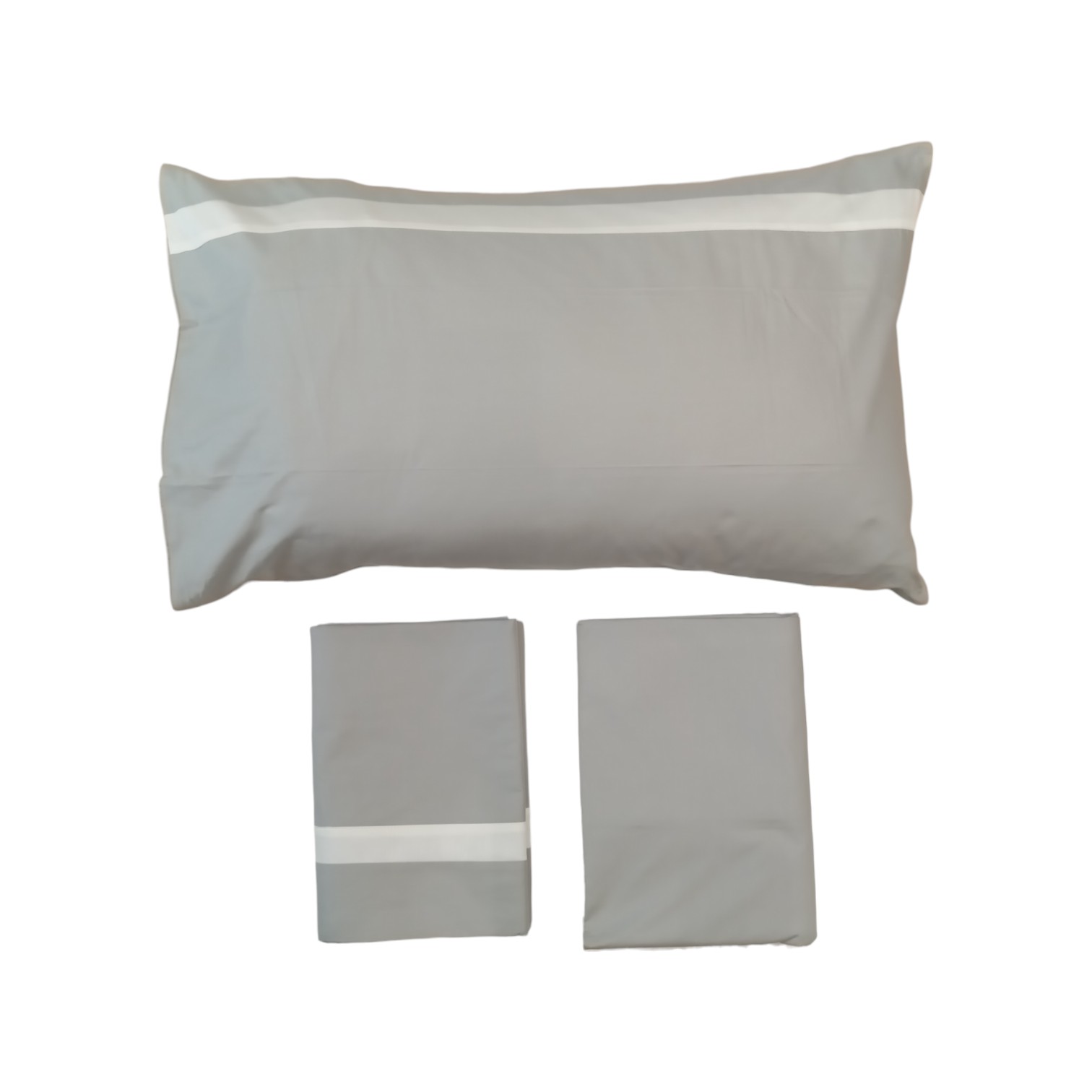 Completo letto Stefy una piazza in puro cotone - grigio