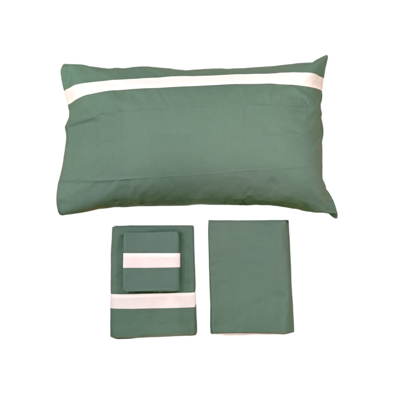 Completo letto francese Stefy in puro cotone - avocado