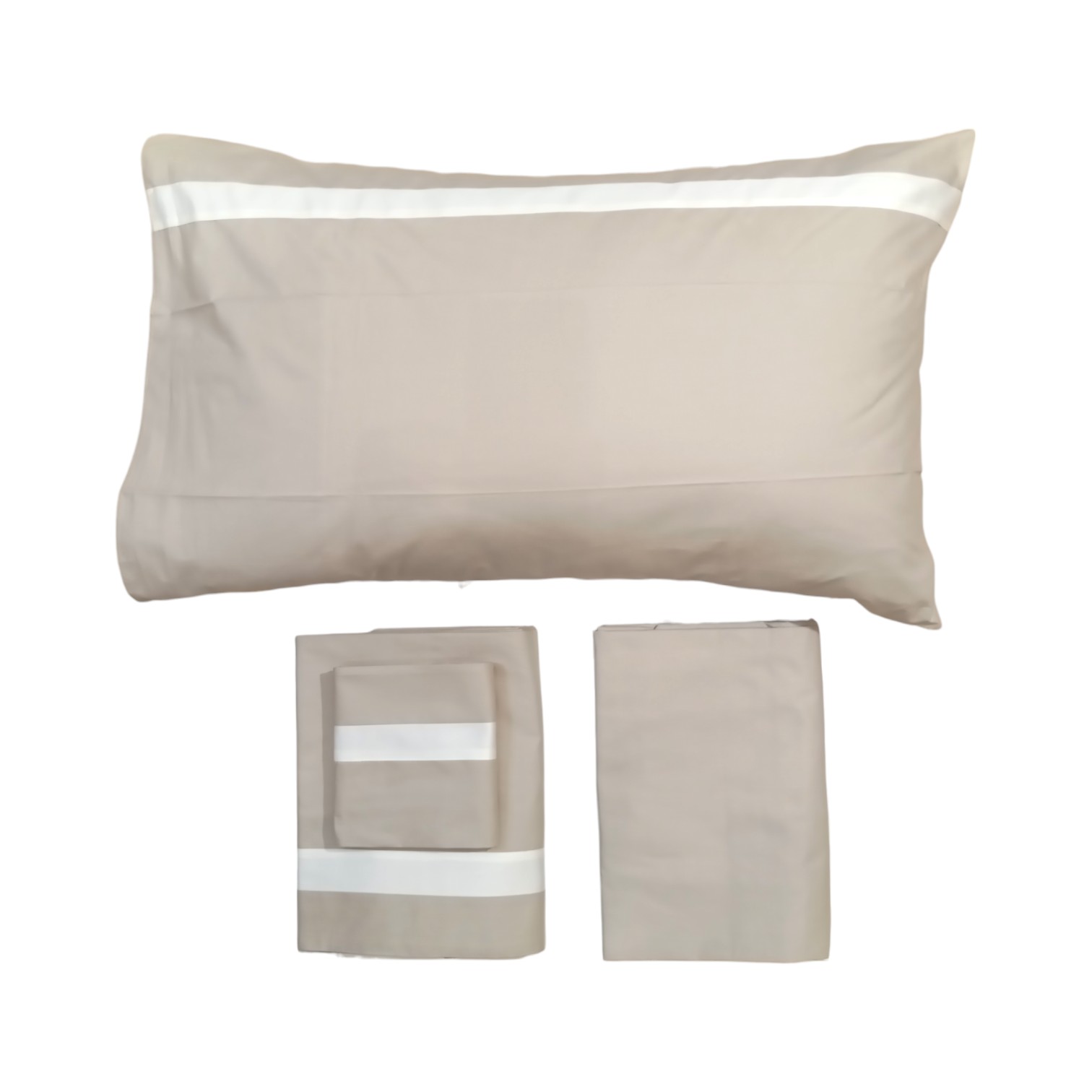 Completo letto francese Stefy in puro cotone  - sabbia