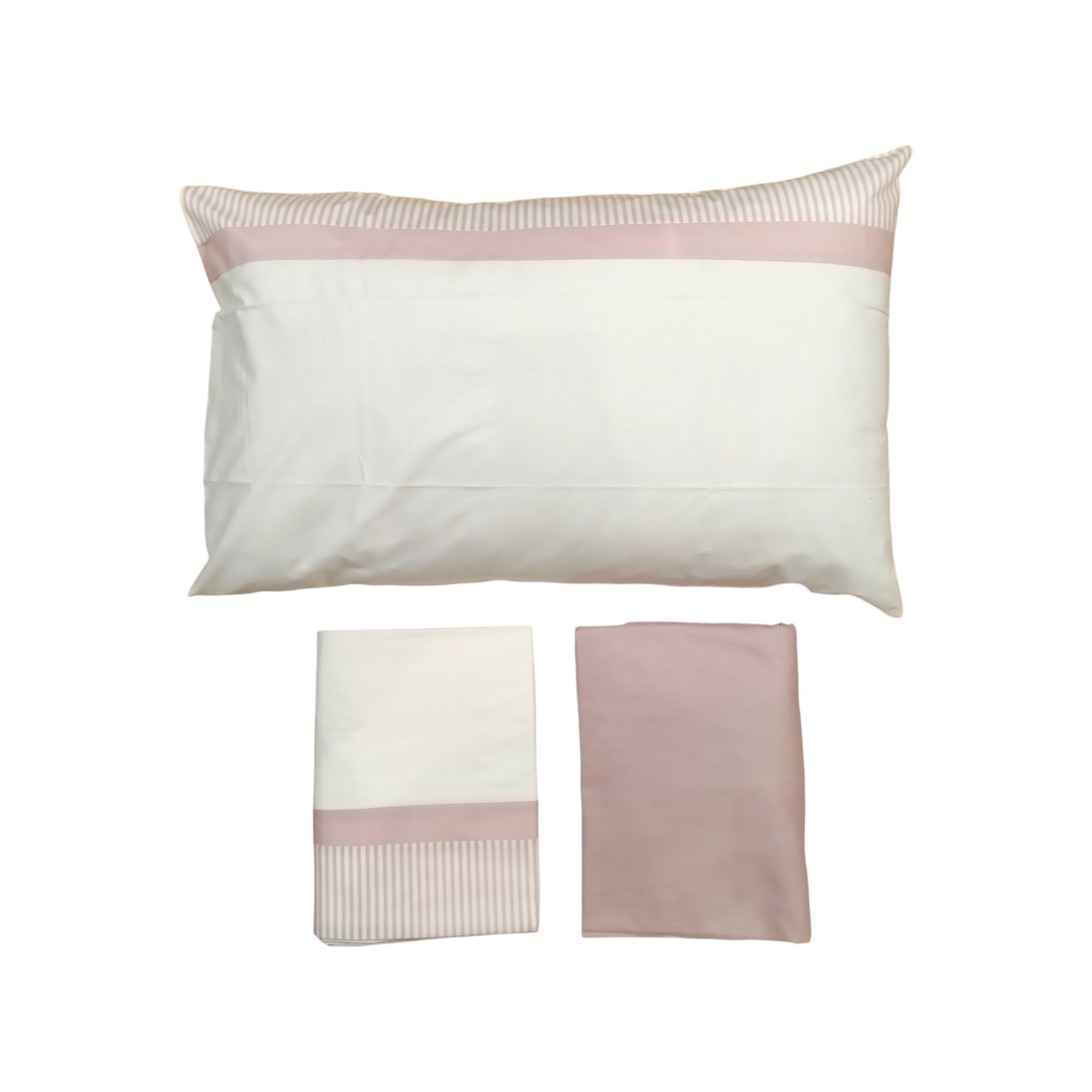 Completo letto Montecarlo una piazza in puro cotone - rosa perla