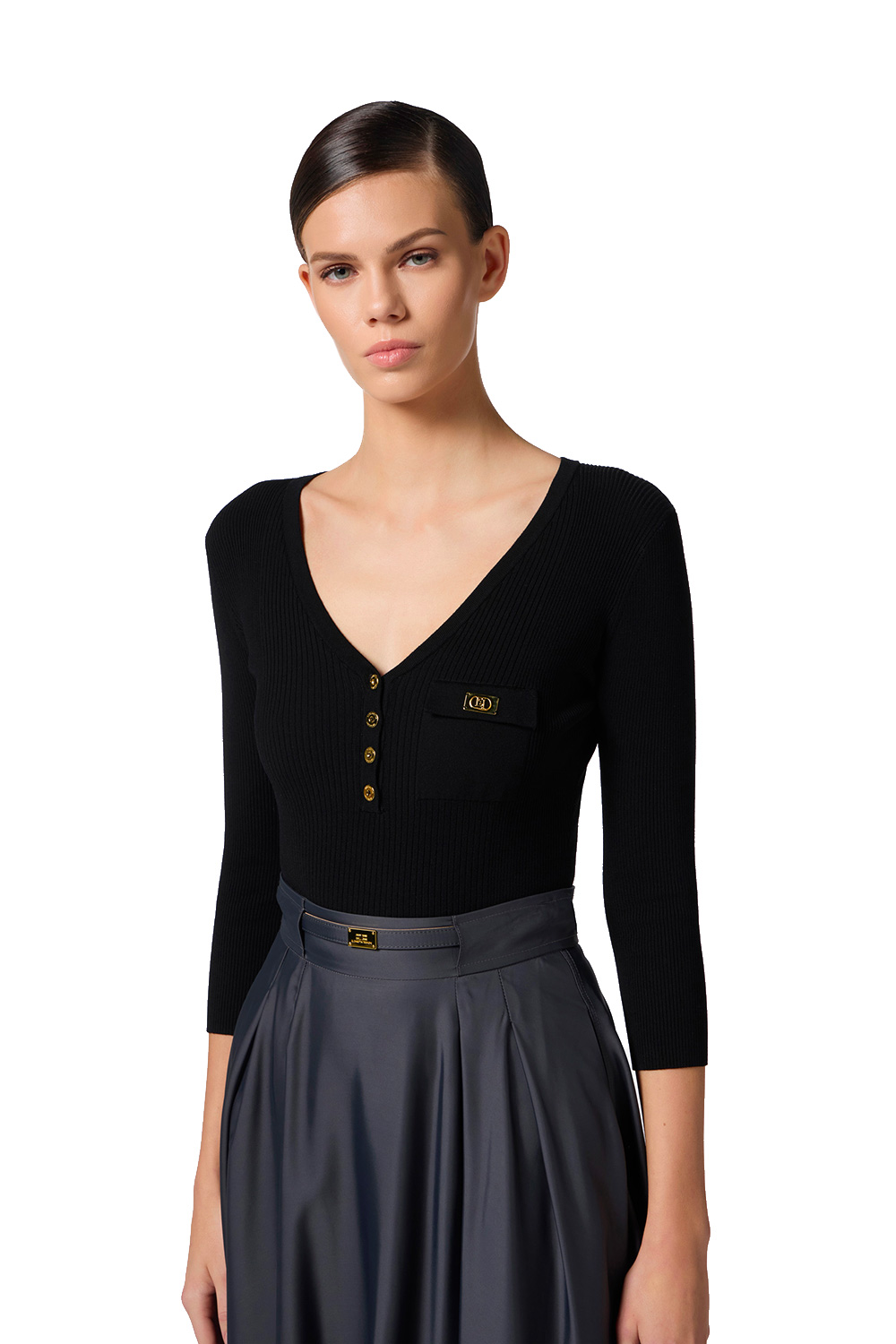 Maglia a Micro Costine con Taschino