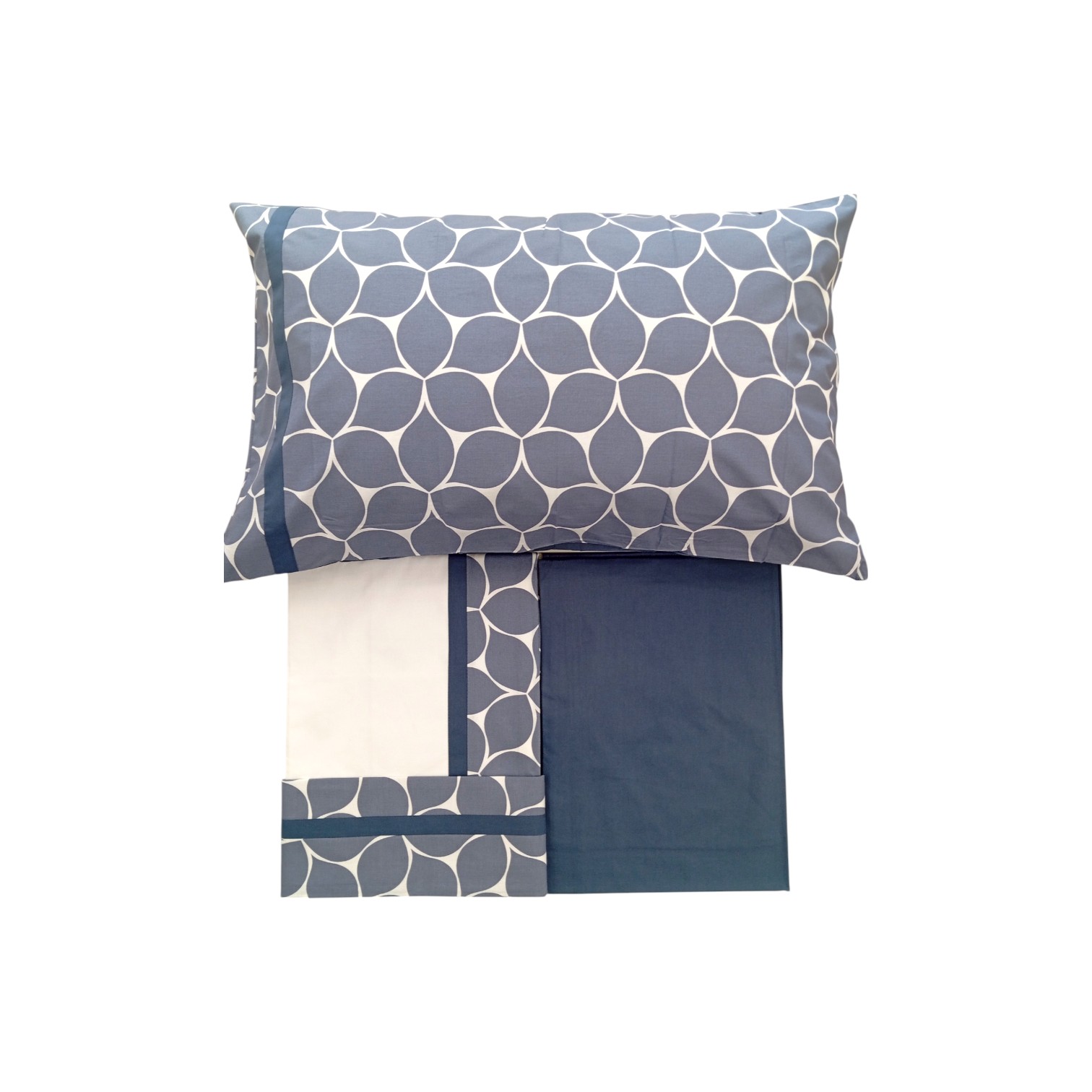 Completo letto matrimoniale Petali - blu