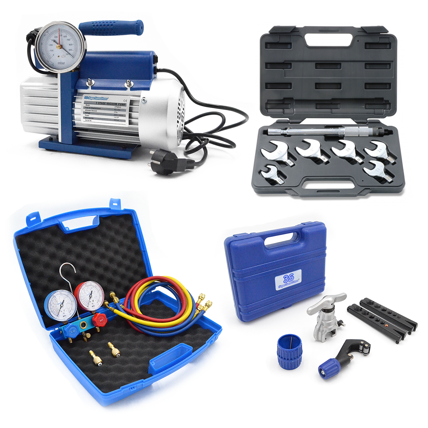 Pompe à Vide 2 étages 42L/min - Avec électrovanne Et Vacuomètre 2VP