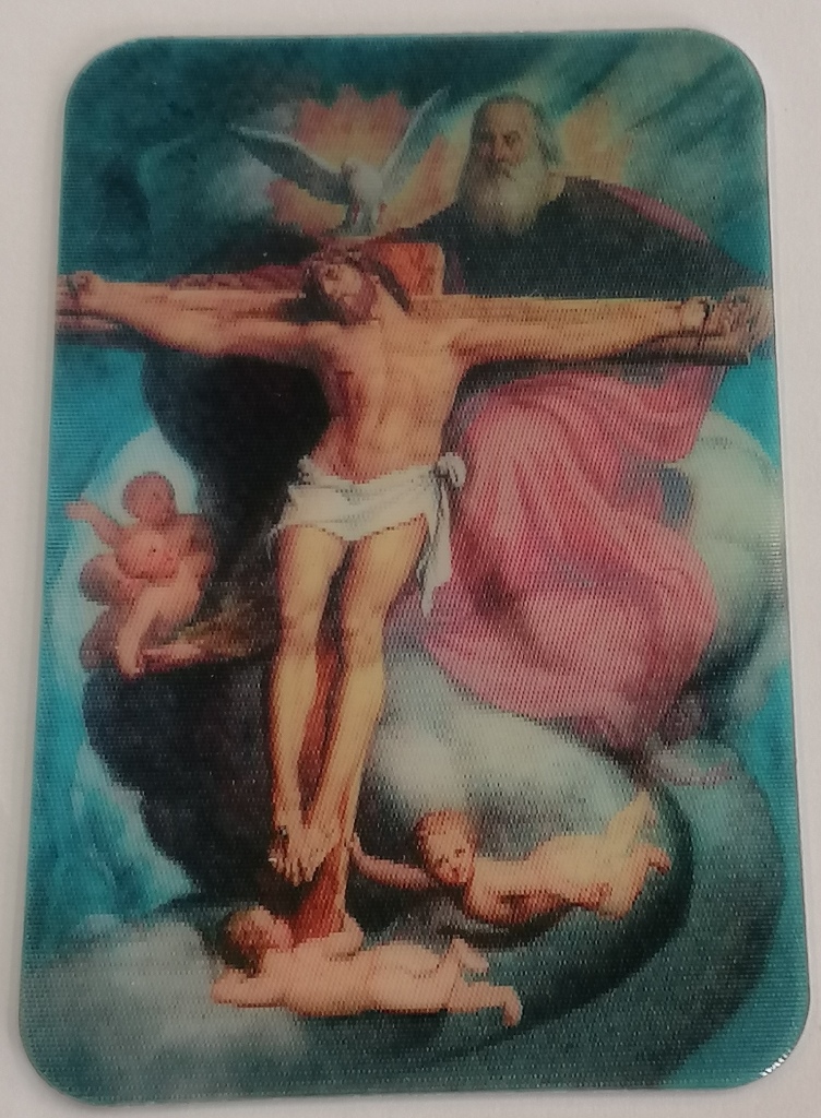 Santino Plastificato Crocefisso La Trinità cm 8x5 (50 pezzi)