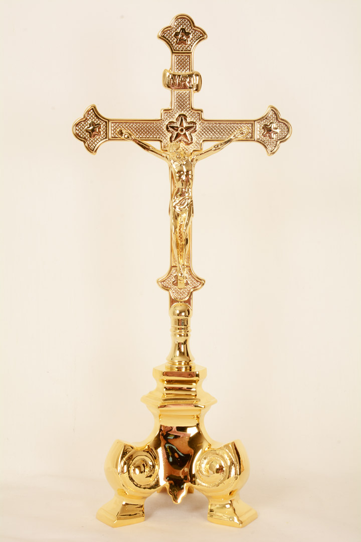 Croce da altare doppia in metallo