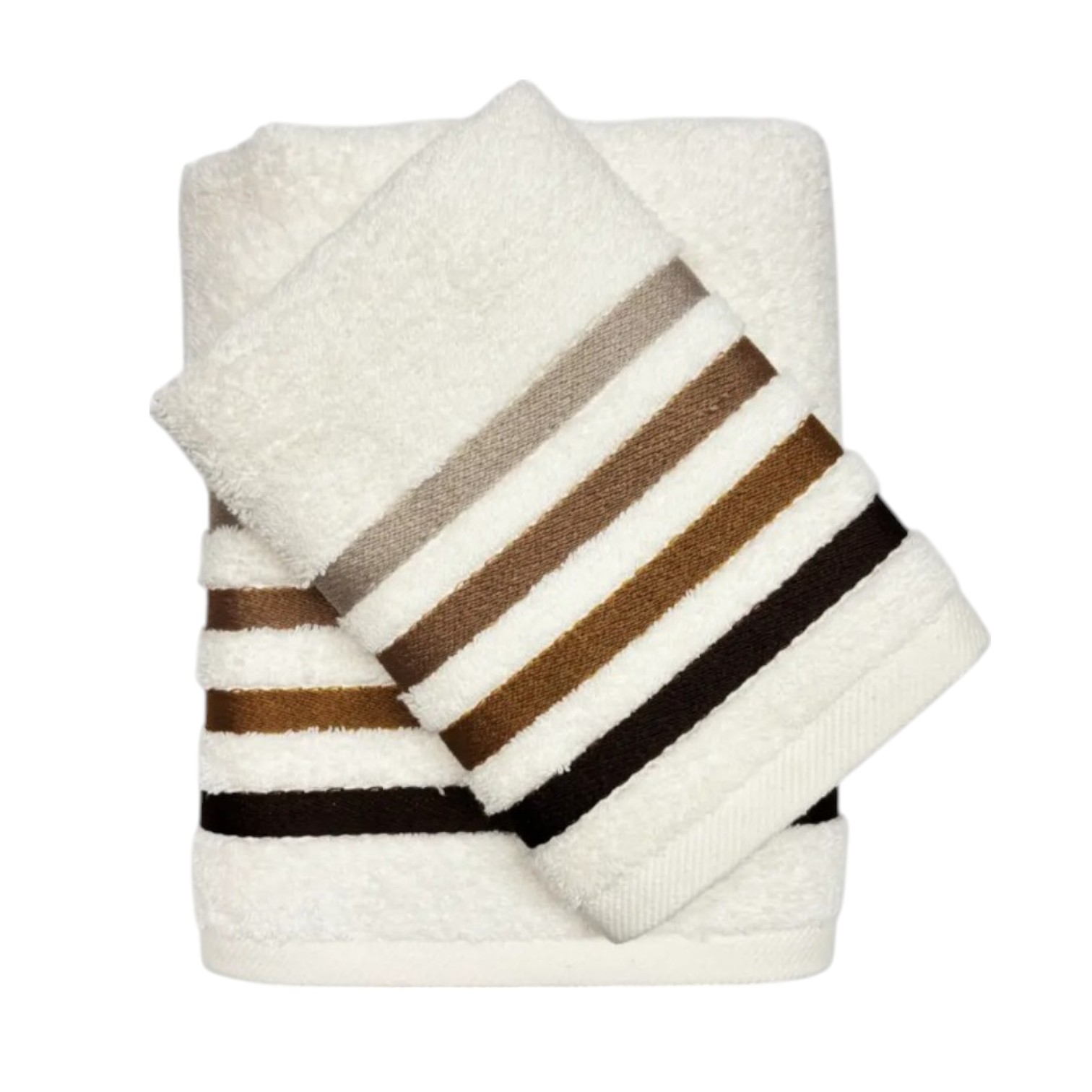 Coppia asciugamani Righe viso + ospite 480 gr - avorio