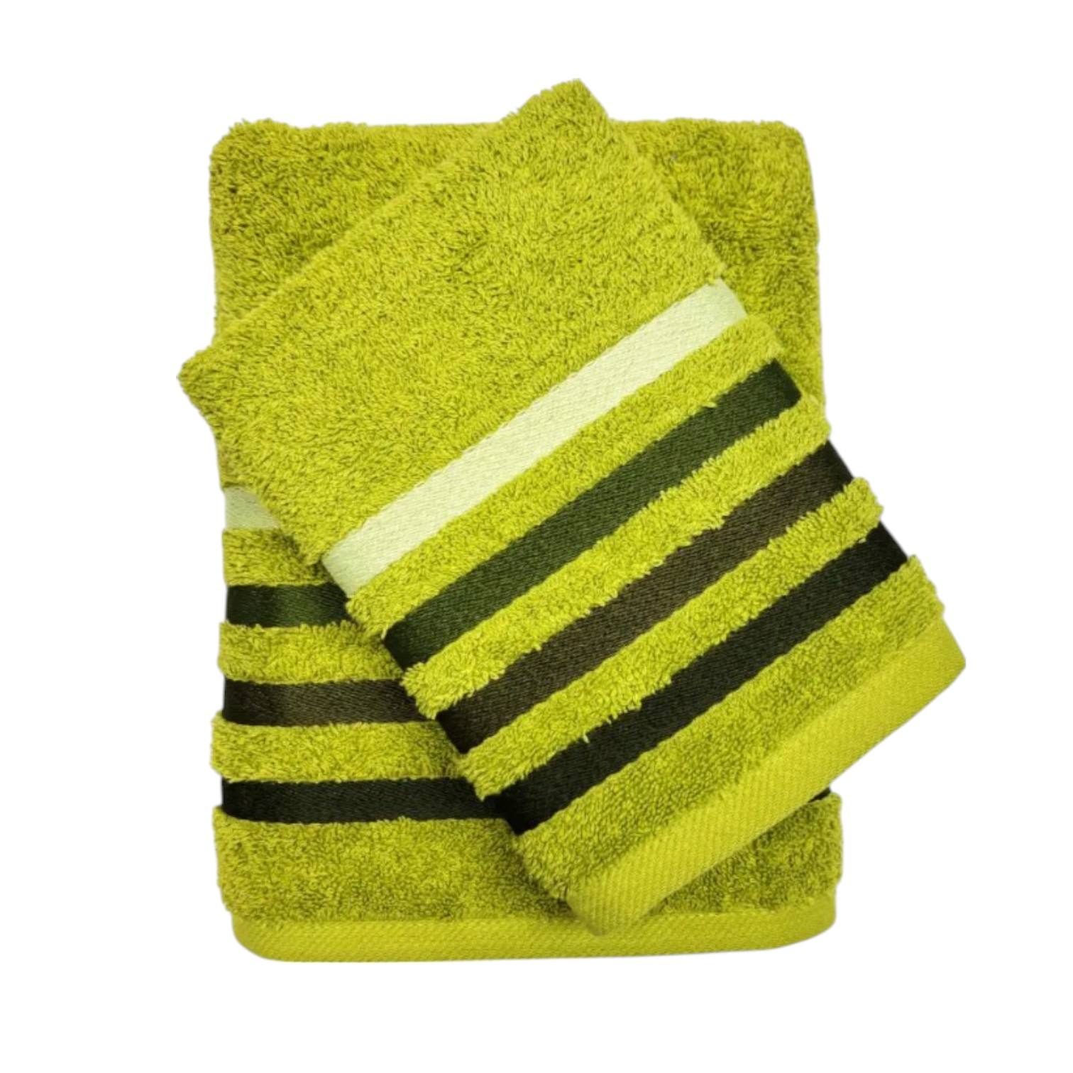 Coppia asciugamani Righe viso + ospite 480 gr - cedro