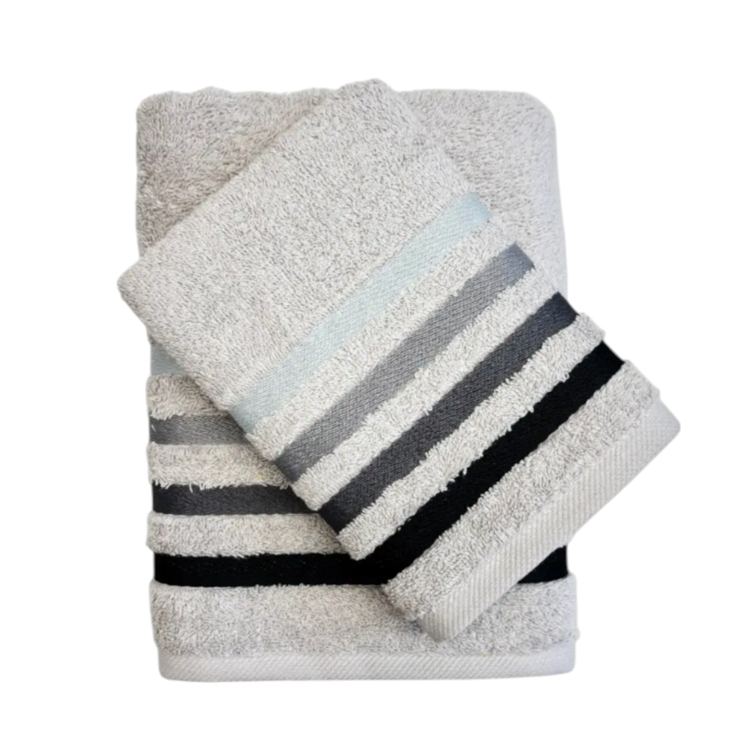 Coppia asciugamani Righe viso + ospite 480 gr - grigio