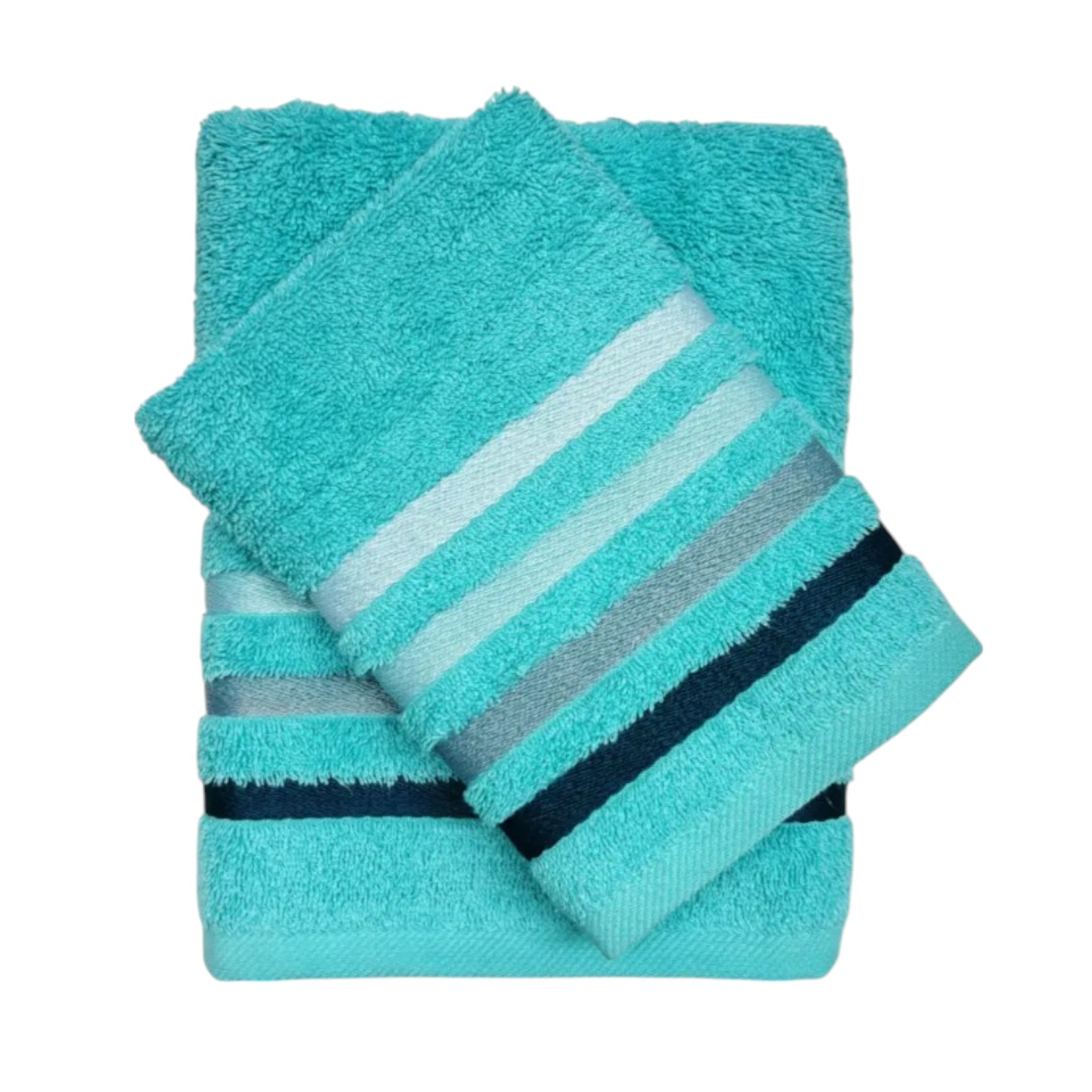 Coppia asciugamani Righe viso + ospite 480 gr - minerale