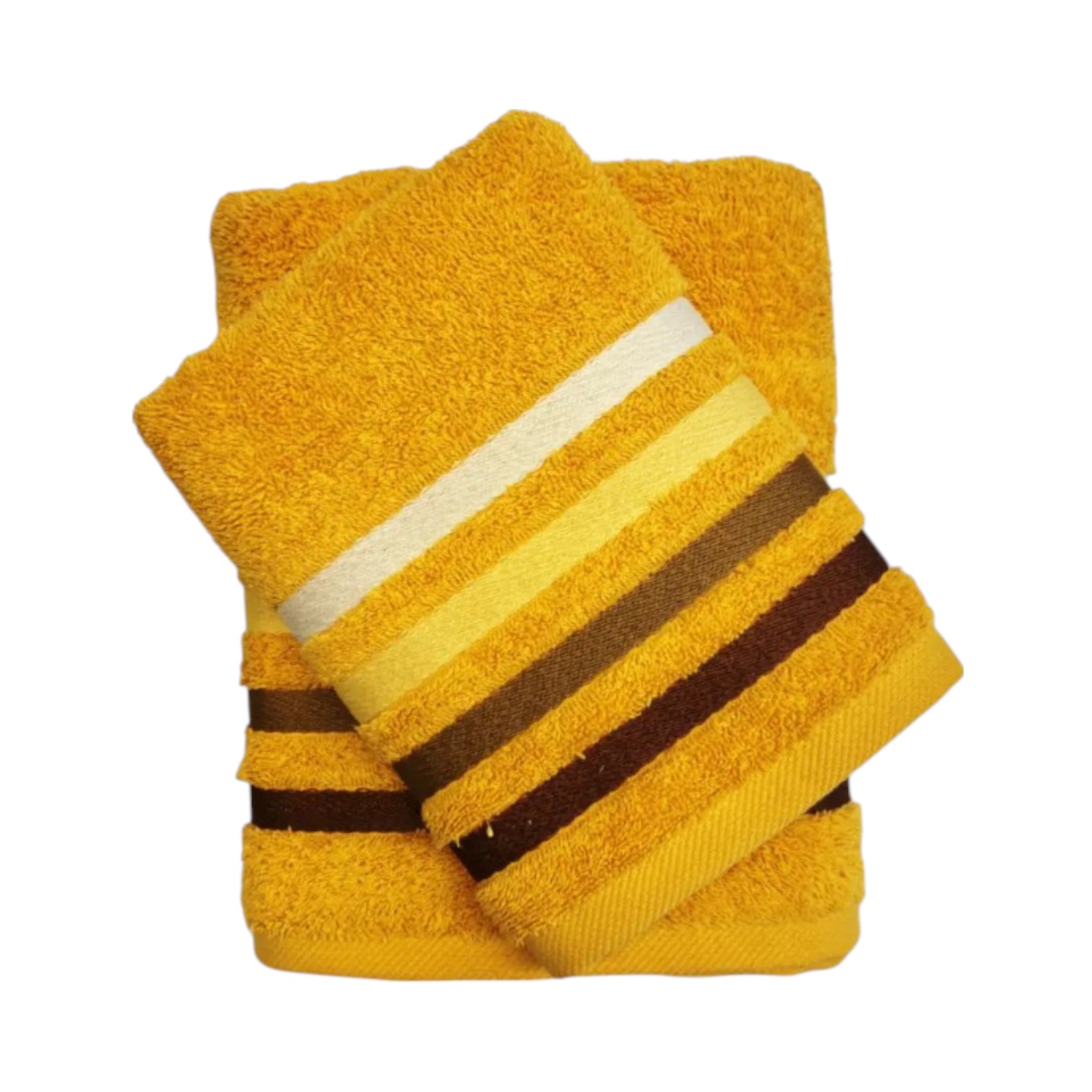 Coppia asciugamani Righe viso + ospite 480 gr - ocra