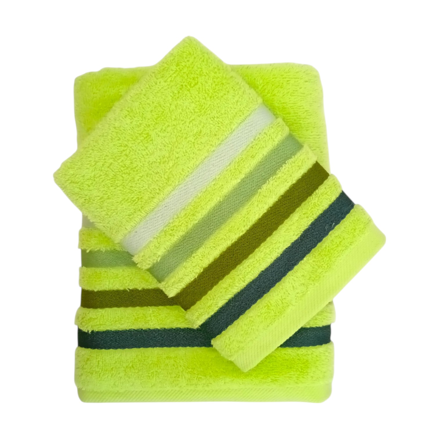 Coppia asciugamani Righe viso + ospite 480 gr - mela