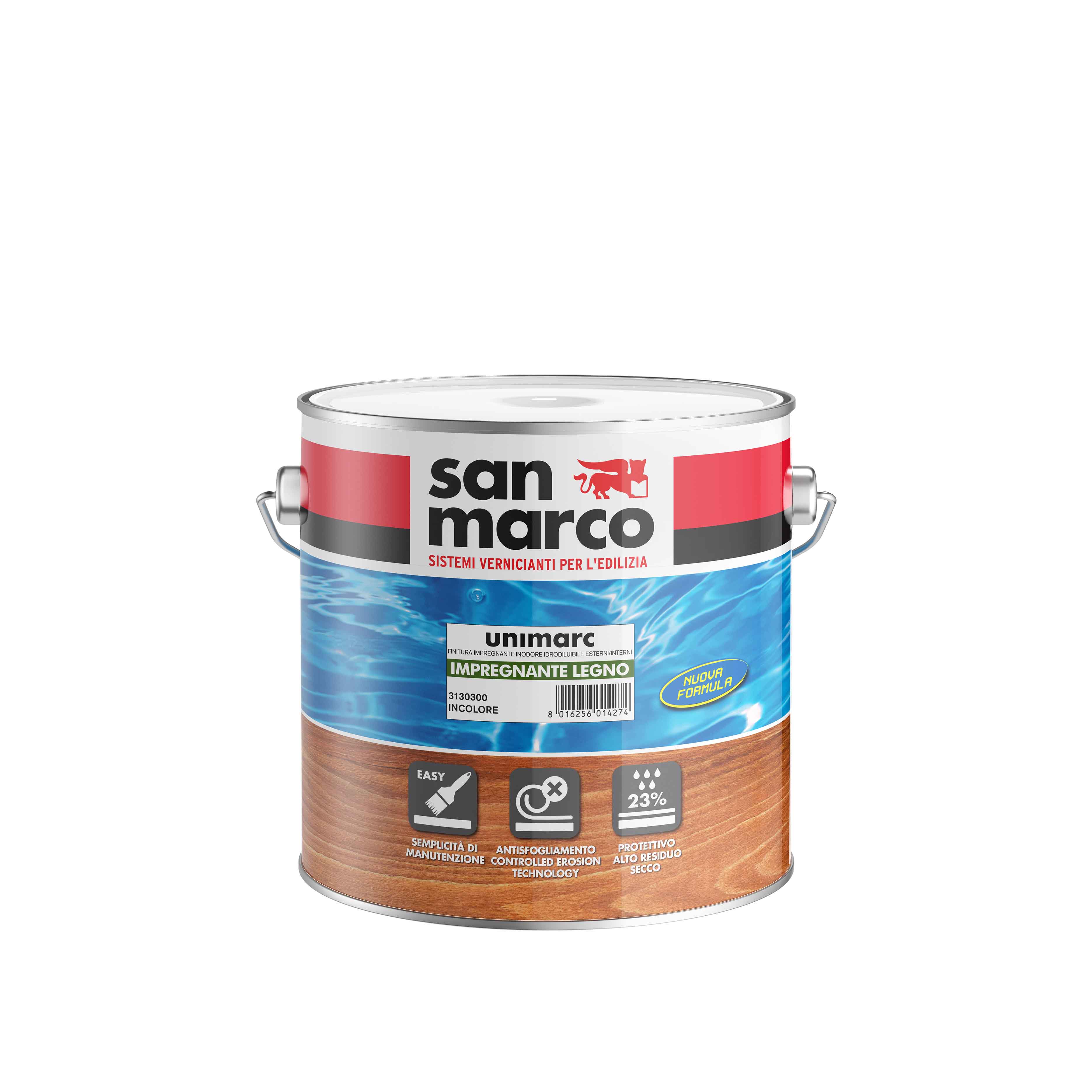 Image of UNIMARC IMPREGNANTE LEGNO Impregnante per legno a base acqua, inodore e ad alta protezione, per interni ed esterni. | San Marco cod014