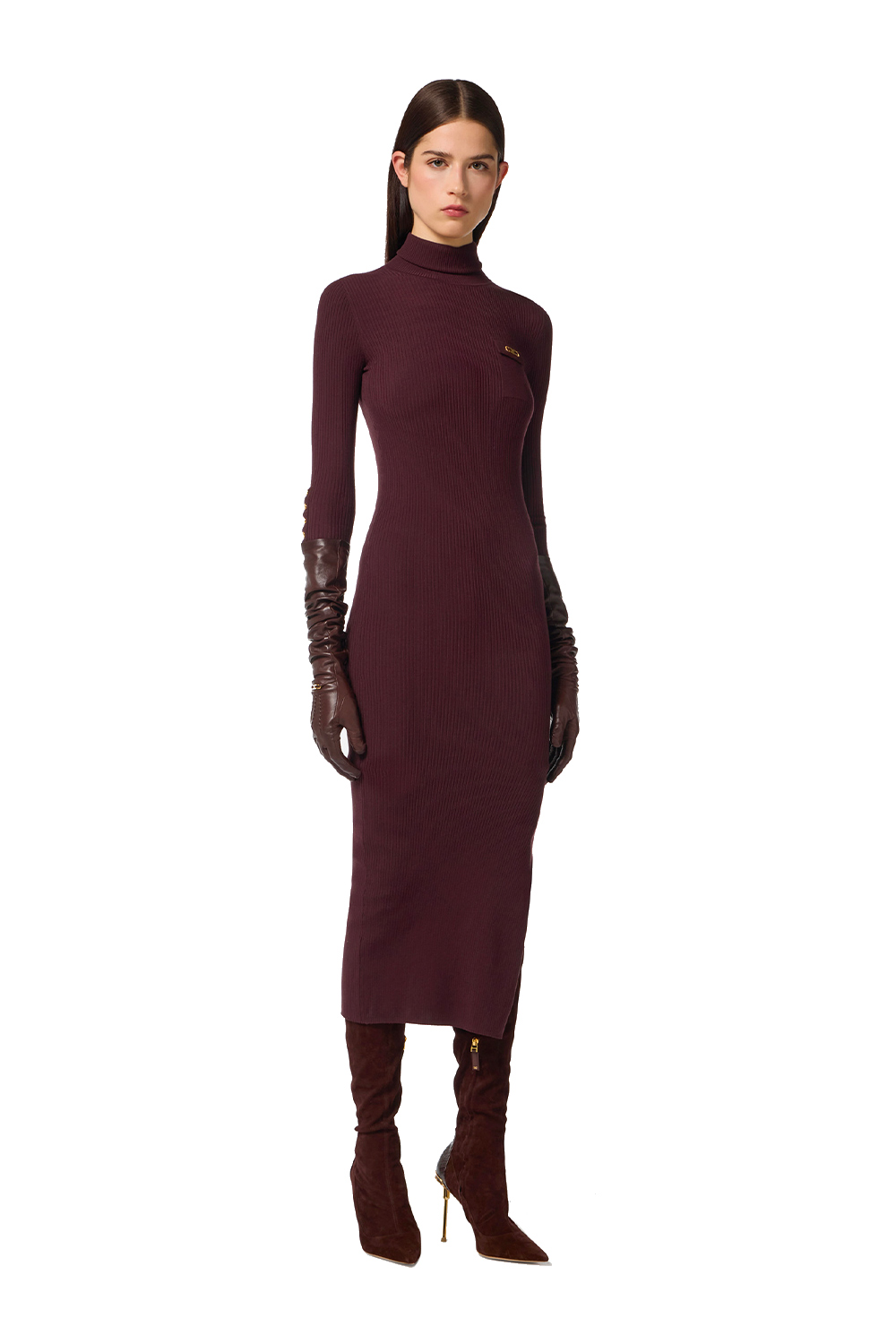 Abito in Maglia a Costine con Taschino