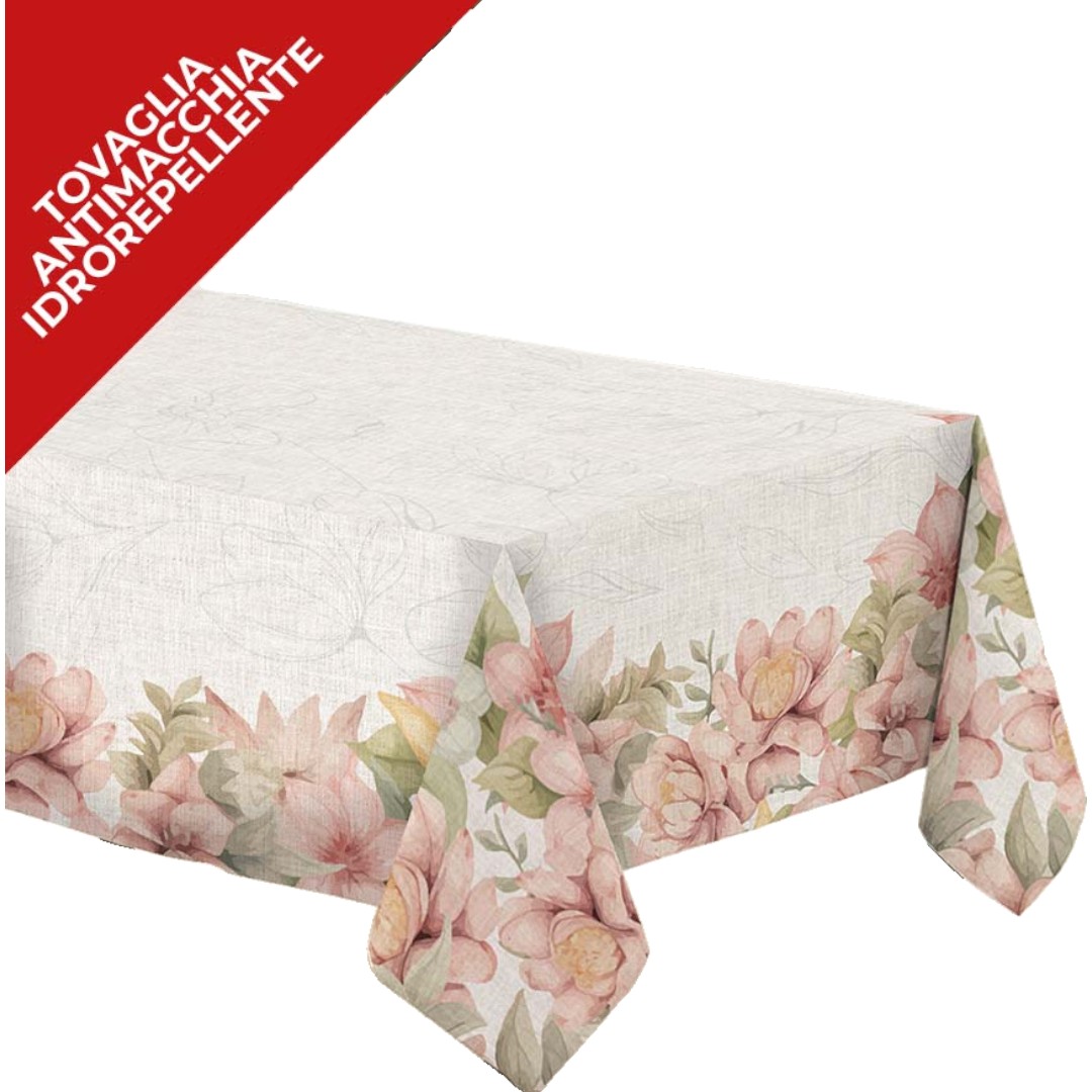 Tovaglia No Stiro effetto lino 140 x 180 - peonia