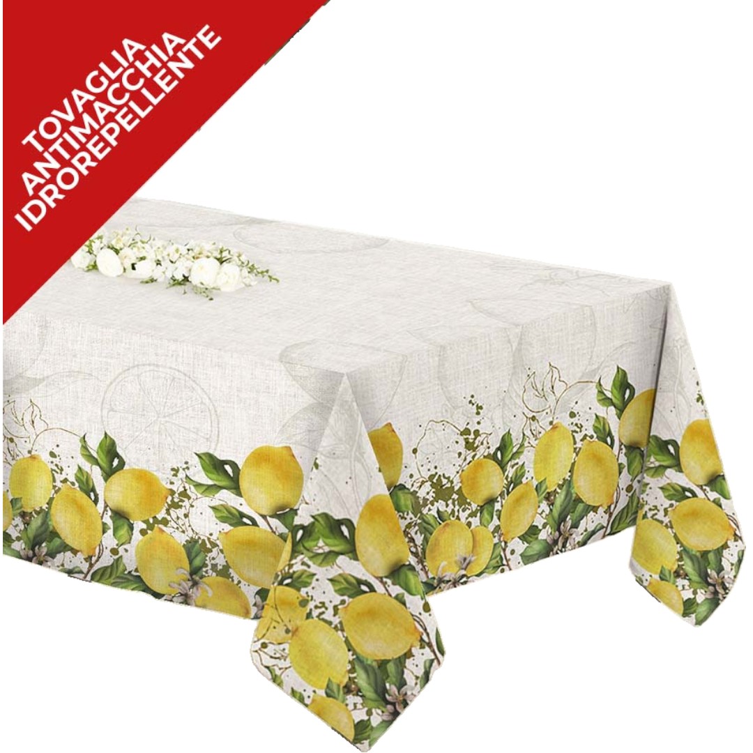 Tovaglia No Stiro effetto lino 140 x 240 - limoni
