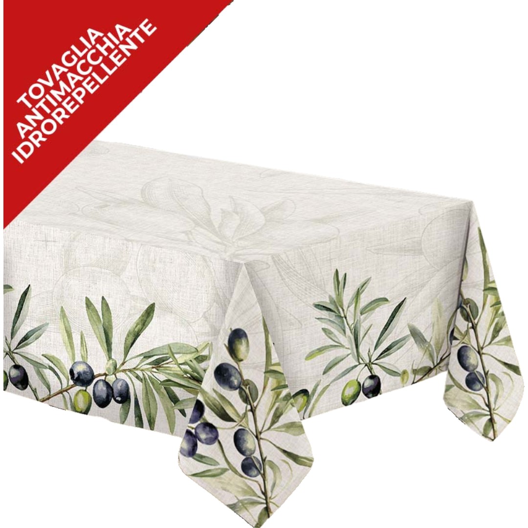 Tovaglia No Stiro effetto lino 140 x 320 - olive