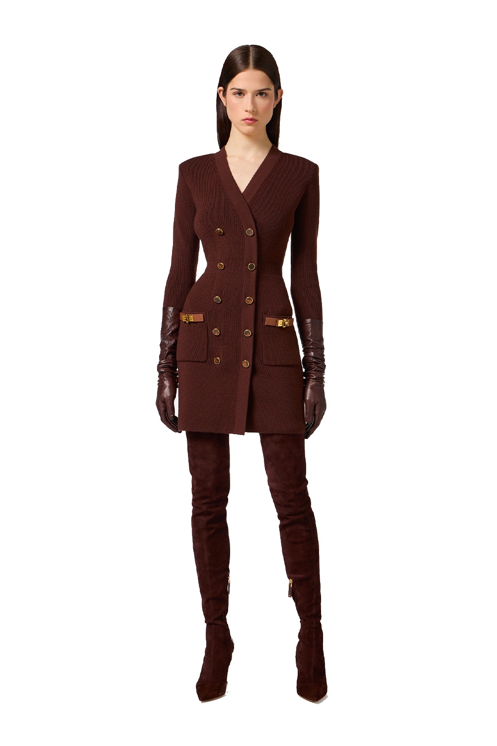 Abito Mini in Maglia con Decorazioni Gioiello