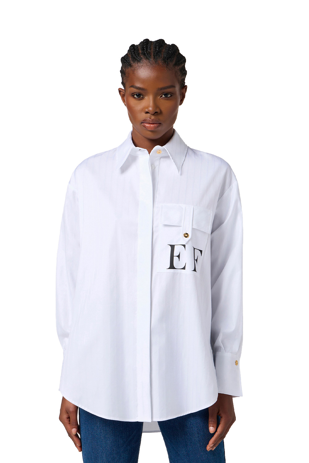 Camicia in Popeline di Cotone a Righe