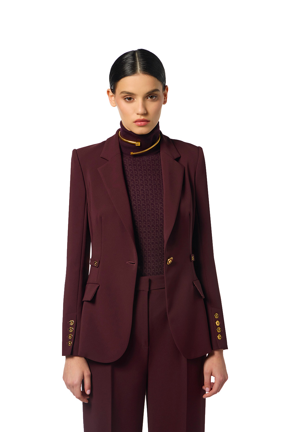 Giacca in Crêpe Leggero con Dettagli Gioiello