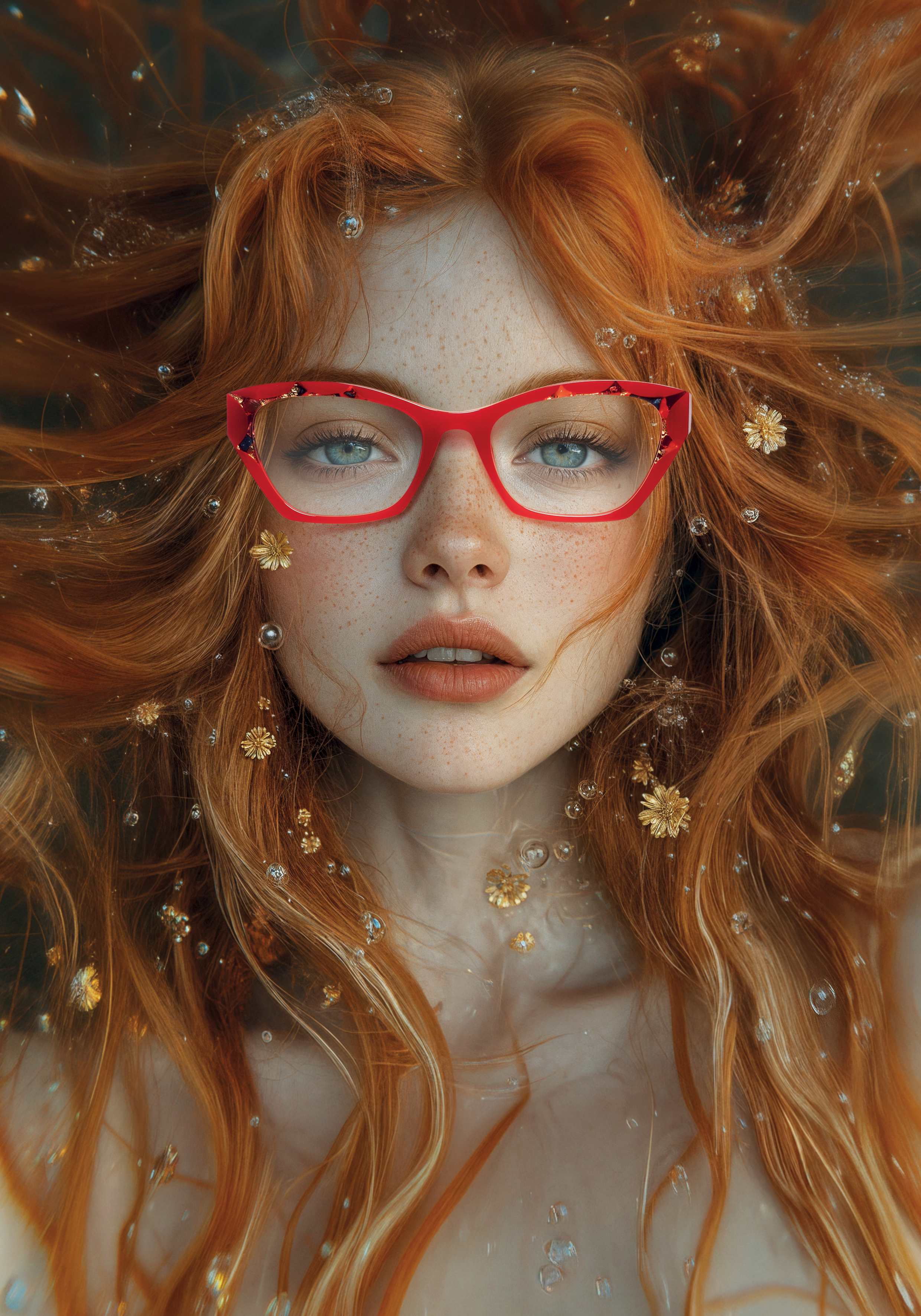 A stylish woman in glasses CCS and a vibrant red coat exudes sophistication and elegance.