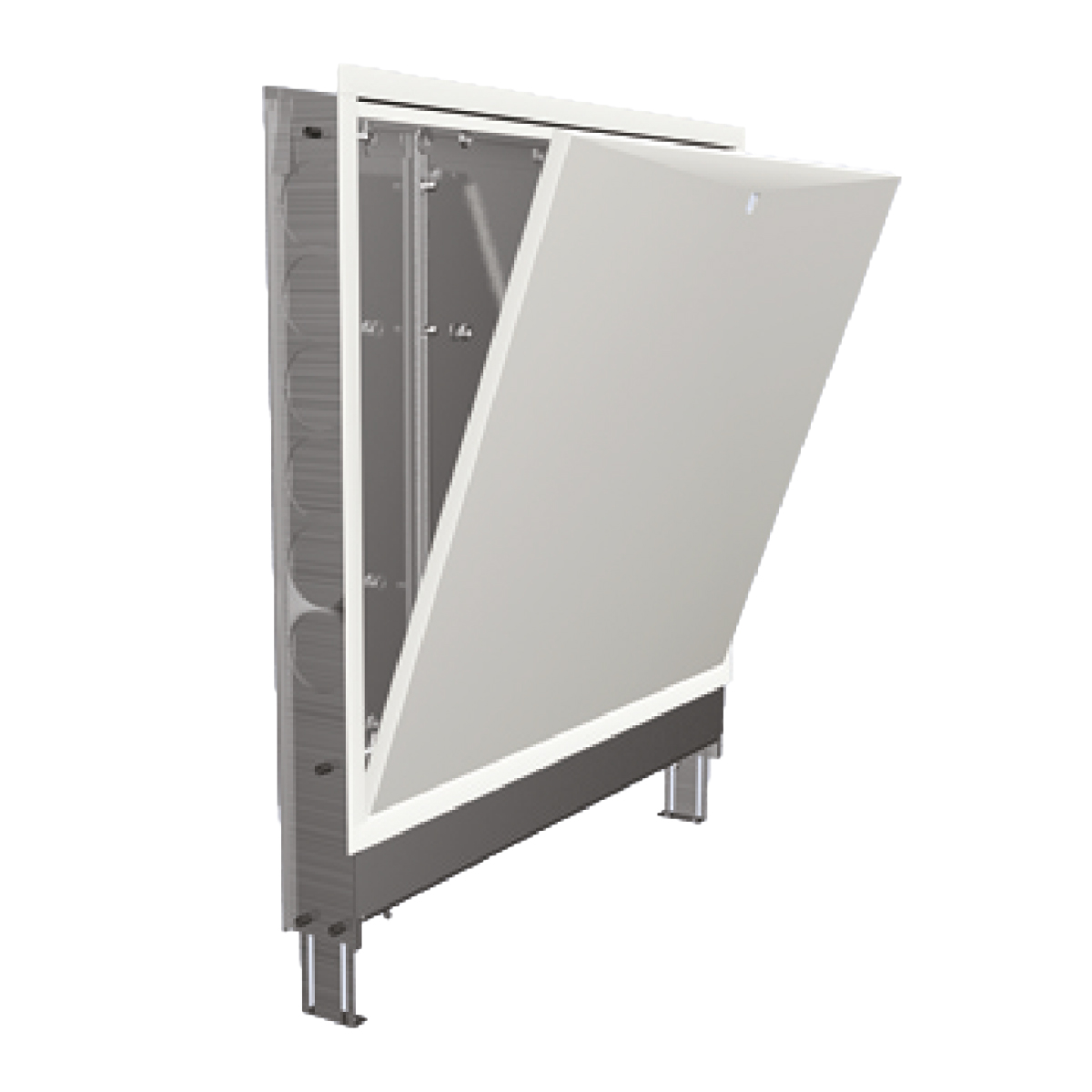 Image of CASSETTA PER COLLETTORI IN LAMIERA ZINCATA PER IMPIANTI A PAVIMENTO E CLASSICI CON RIALZO E PIEDINO - DIM: (LXPXH): 100X11X72 CM - GFR