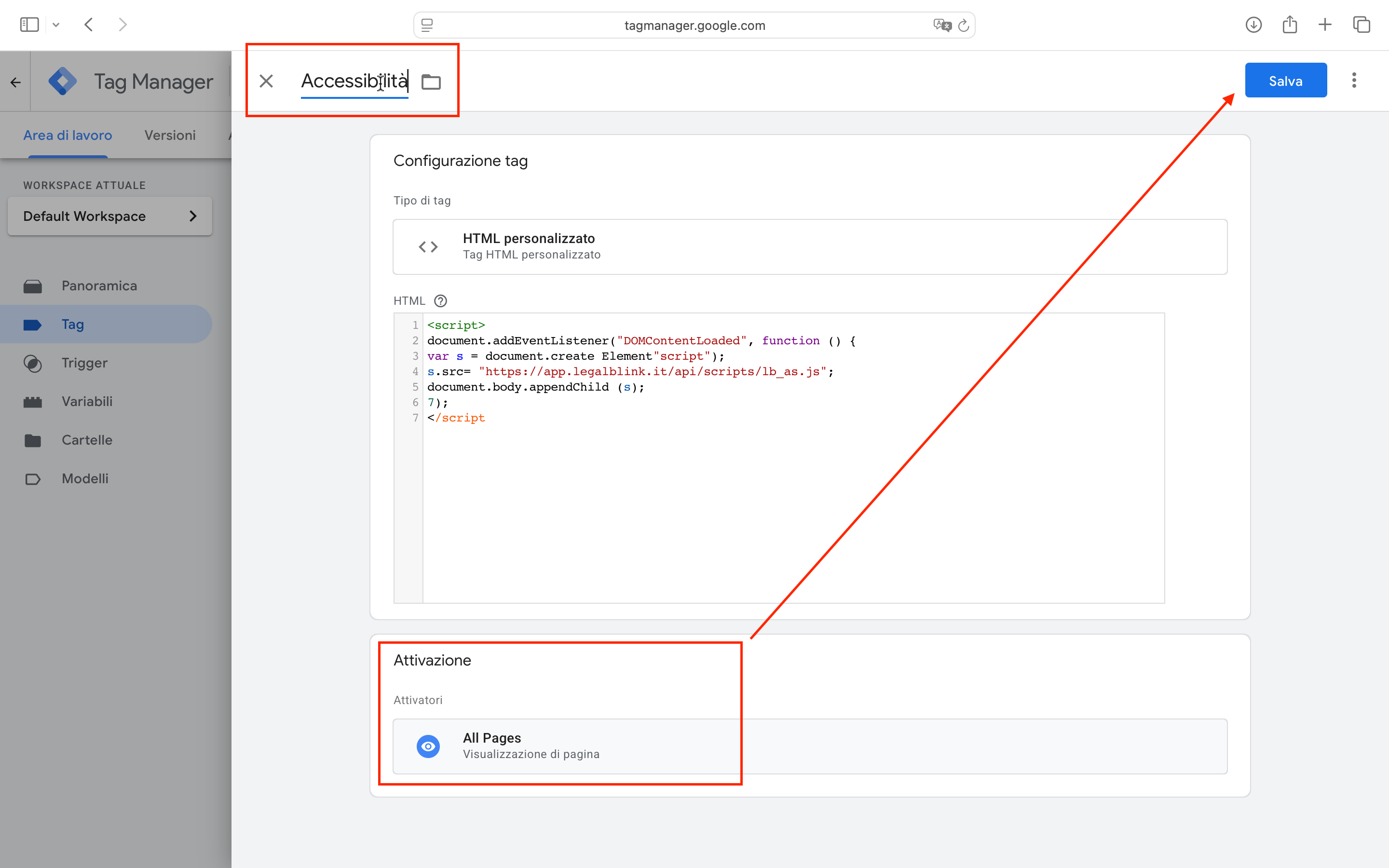 scegli un attivatore