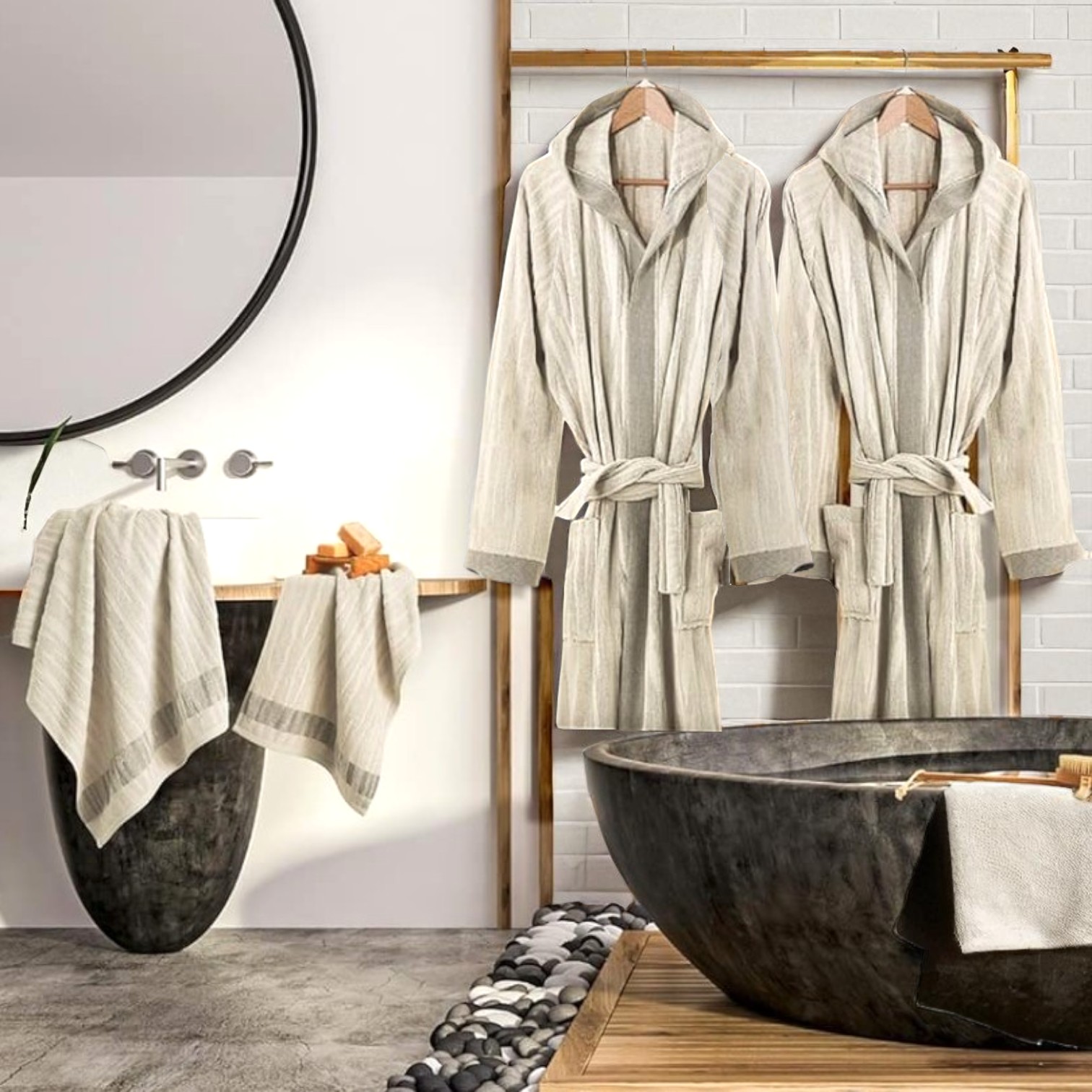 Accappatoio unisex Savana in cotone jacquard