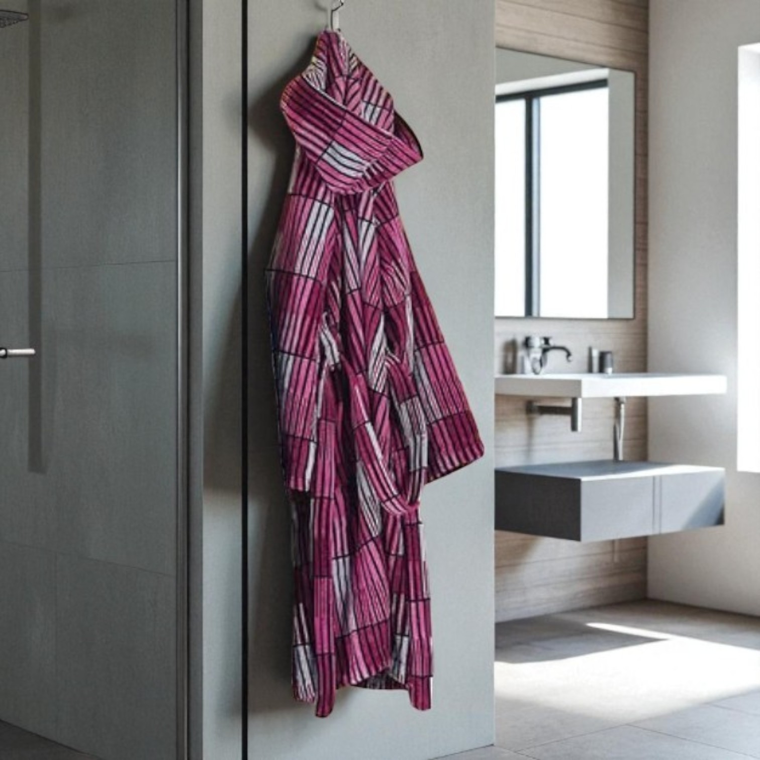 Accappatoio Liberty in cotone jacquard - fuxia