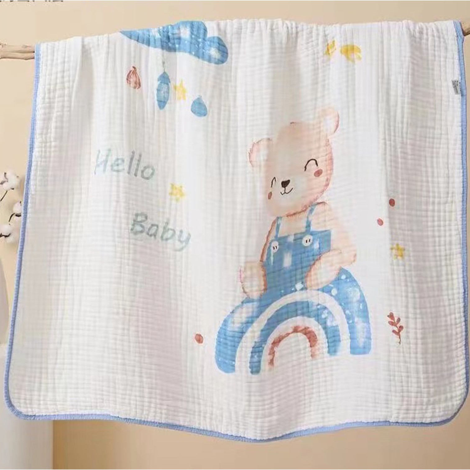 Mussolina 100% cotone 100x100 - hello baby