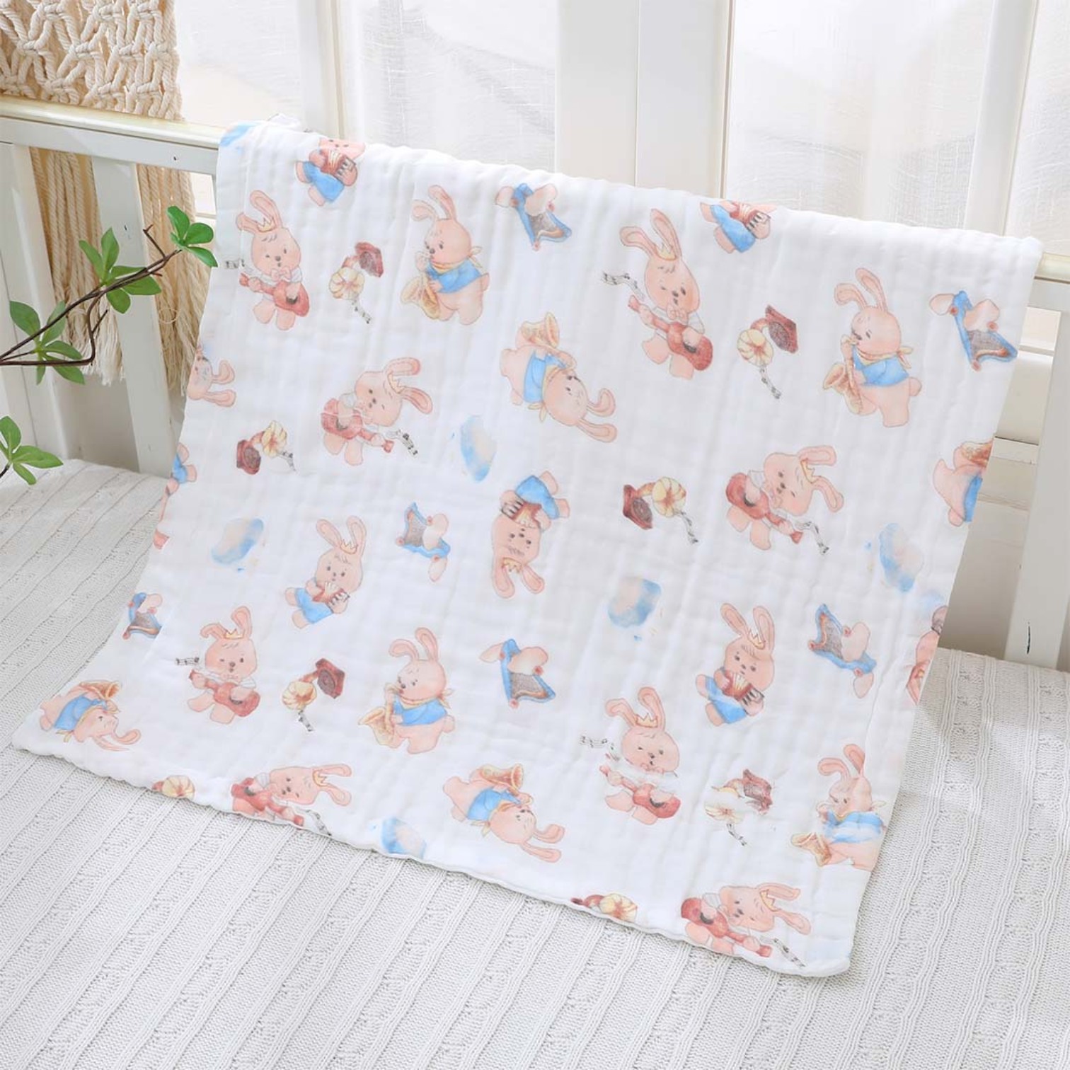 Mussolina 100% cotone 60x60 - bunny