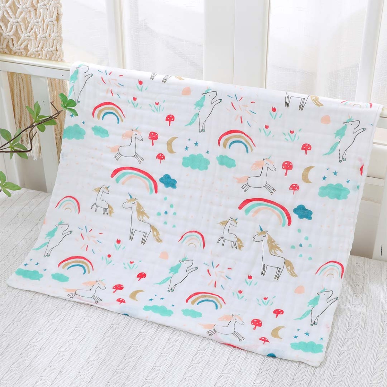 Mussolina 100% cotone 60x60 - unicorni