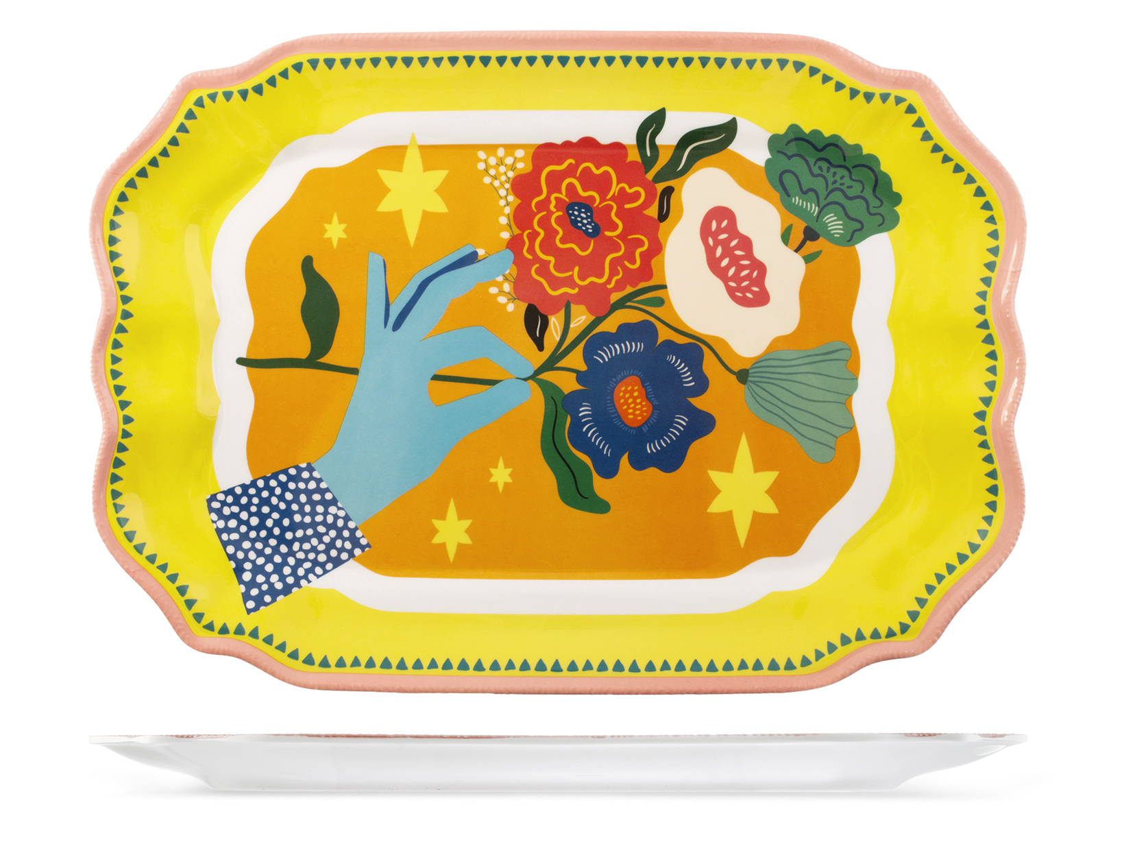 Vassoio Con Bordo In Melamina H&H - Prattico E Resistente | 45x35x2 Cm - Foto 5