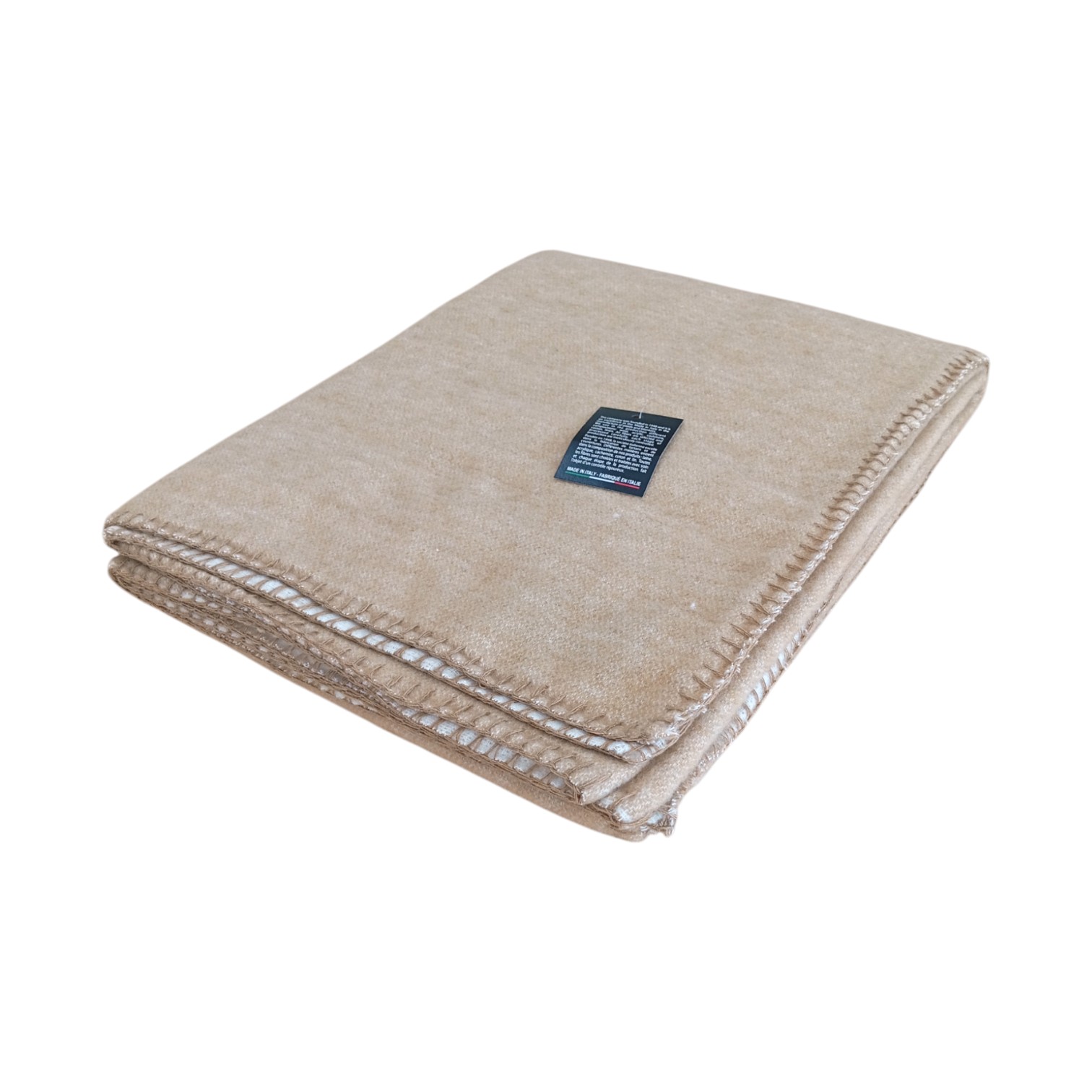 Plaid in lana con punto cavallo - cammello