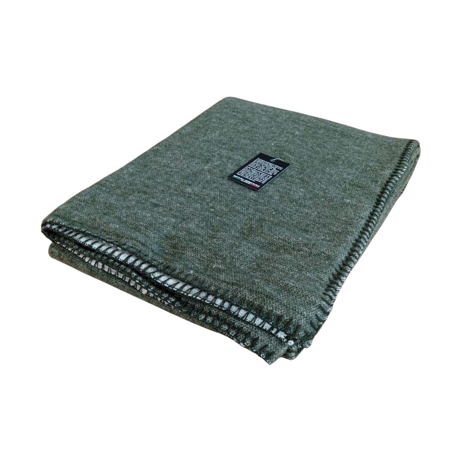 Plaid in lana con punto cavallo - verde bosco