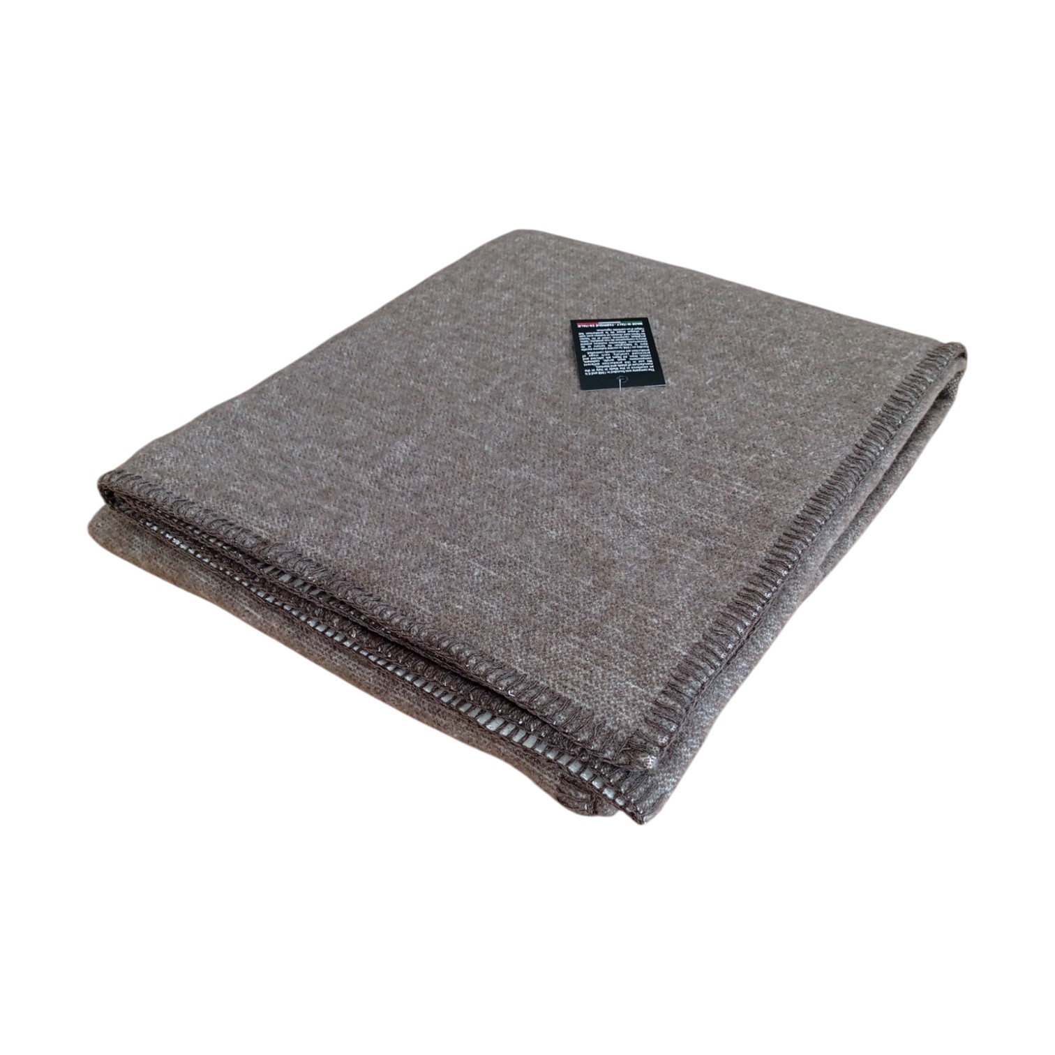 Plaid in lana con punto cavallo - tortora