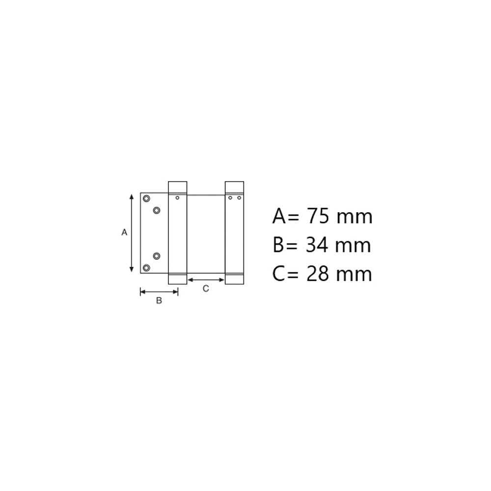 Cerniera a Doppia Azione a Molla Bomber Altezza 75mm nichelata