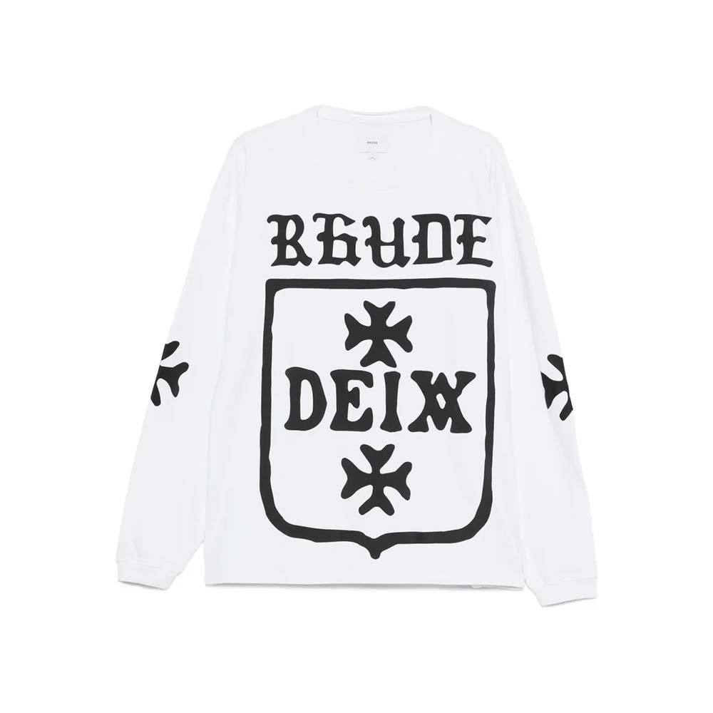 RHUDE Maglietta Maniche Lunghe Tee Ls Oversized Deix Shield White 