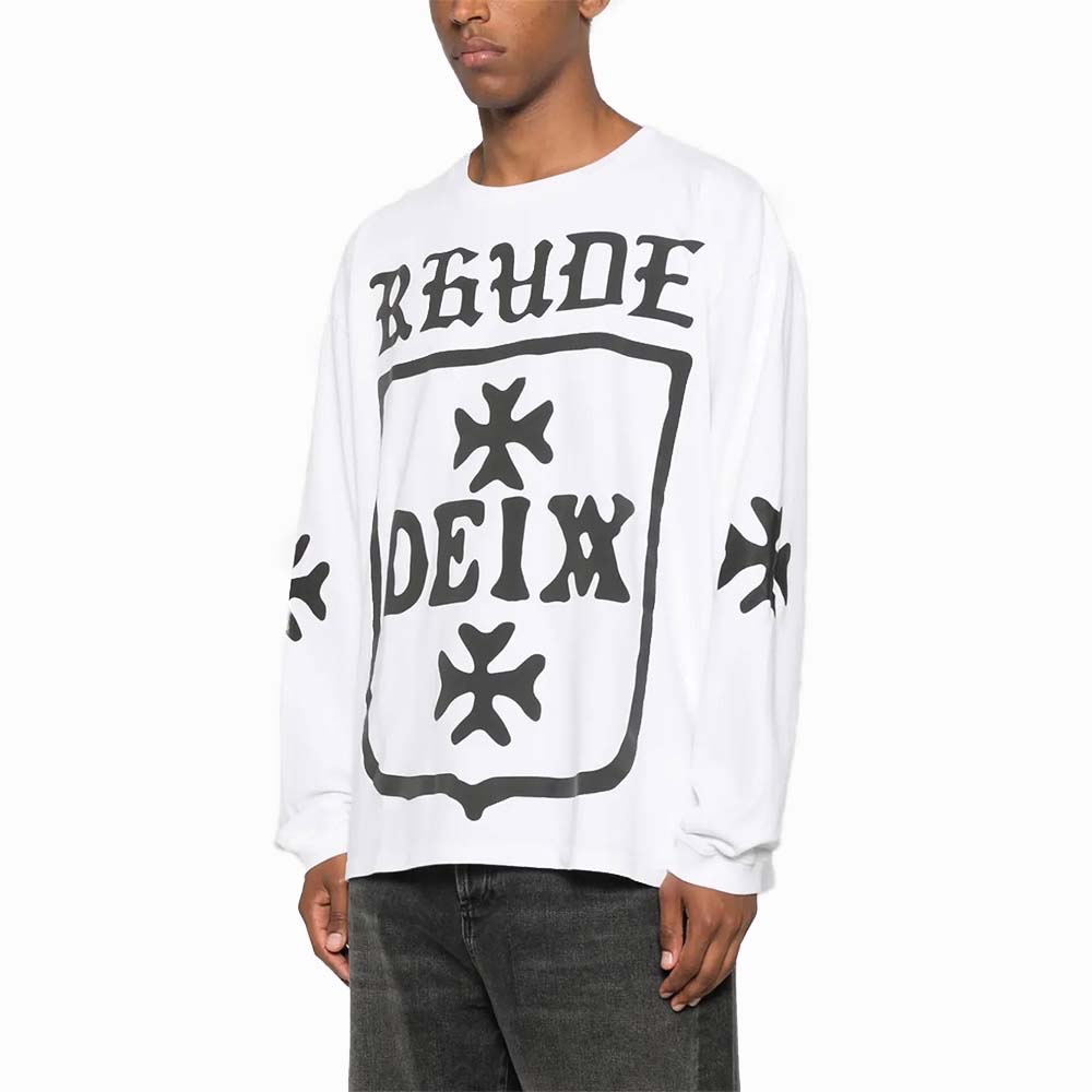 RHUDE Maglietta Maniche Lunghe Tee Ls Oversized Deix Shield White 