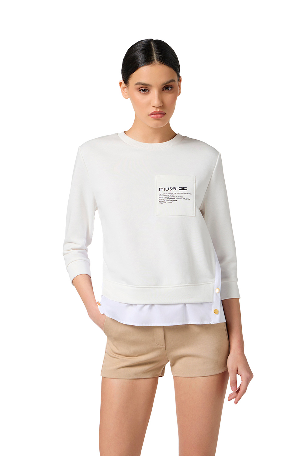 Felpa con Dettagli in Popeline