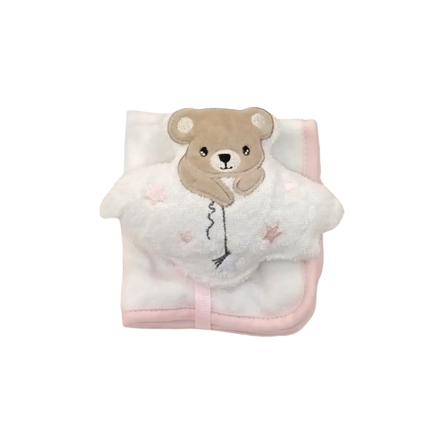 Set Gaia 3 lavette con spugnetta ricamata - rosa