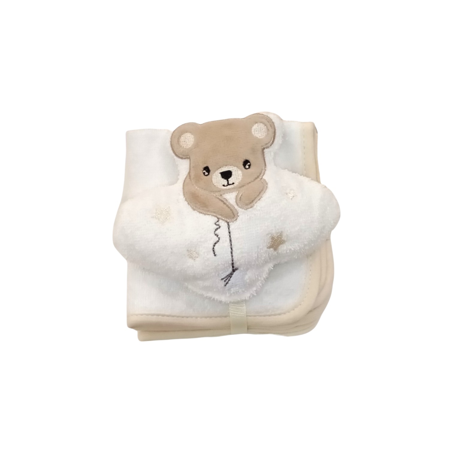 Set Gaia 3 lavette con spugnetta ricamata - naturale